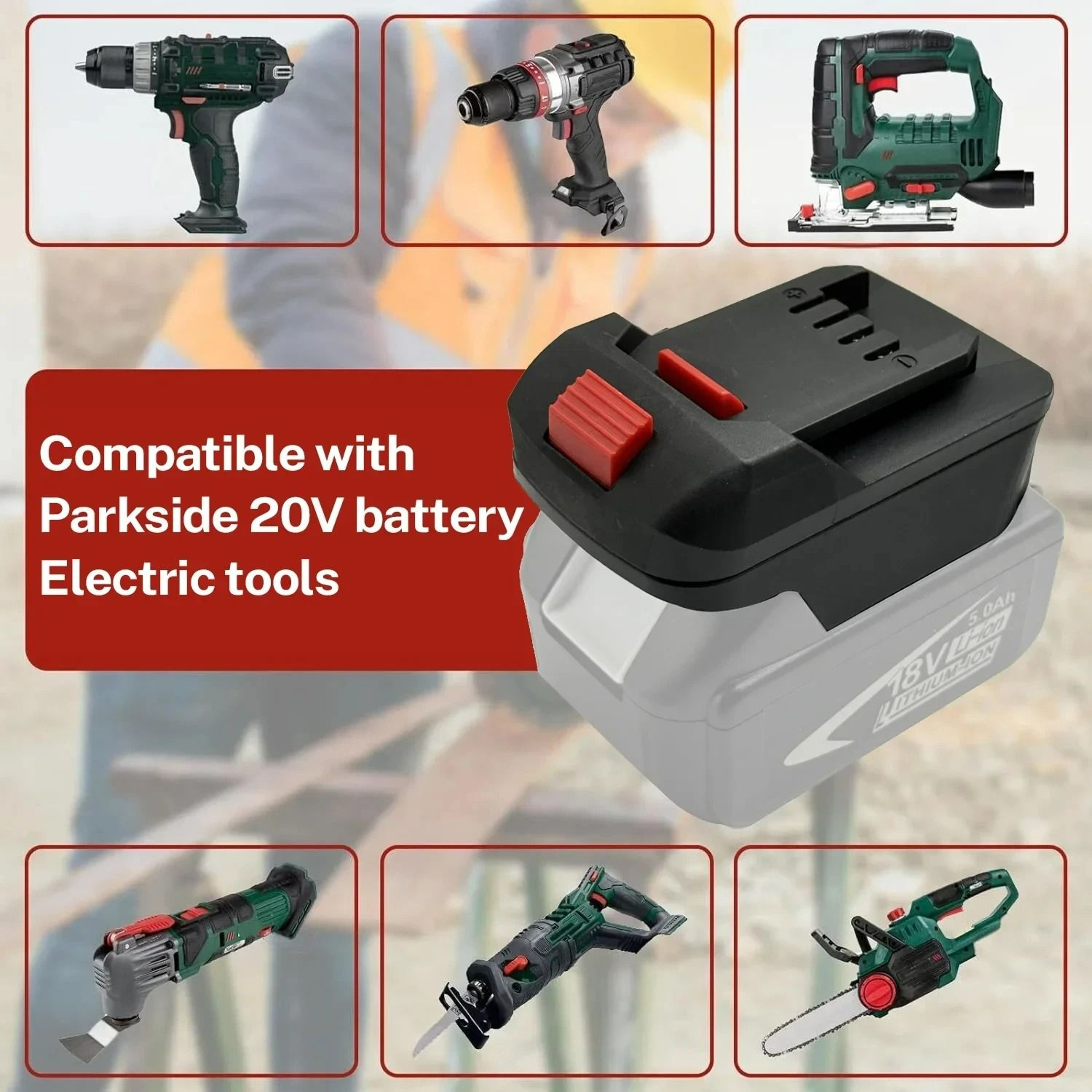 Battery Adapter Converter For Makita 18V Battery To Parkside X20V Cordless Power Tools 4