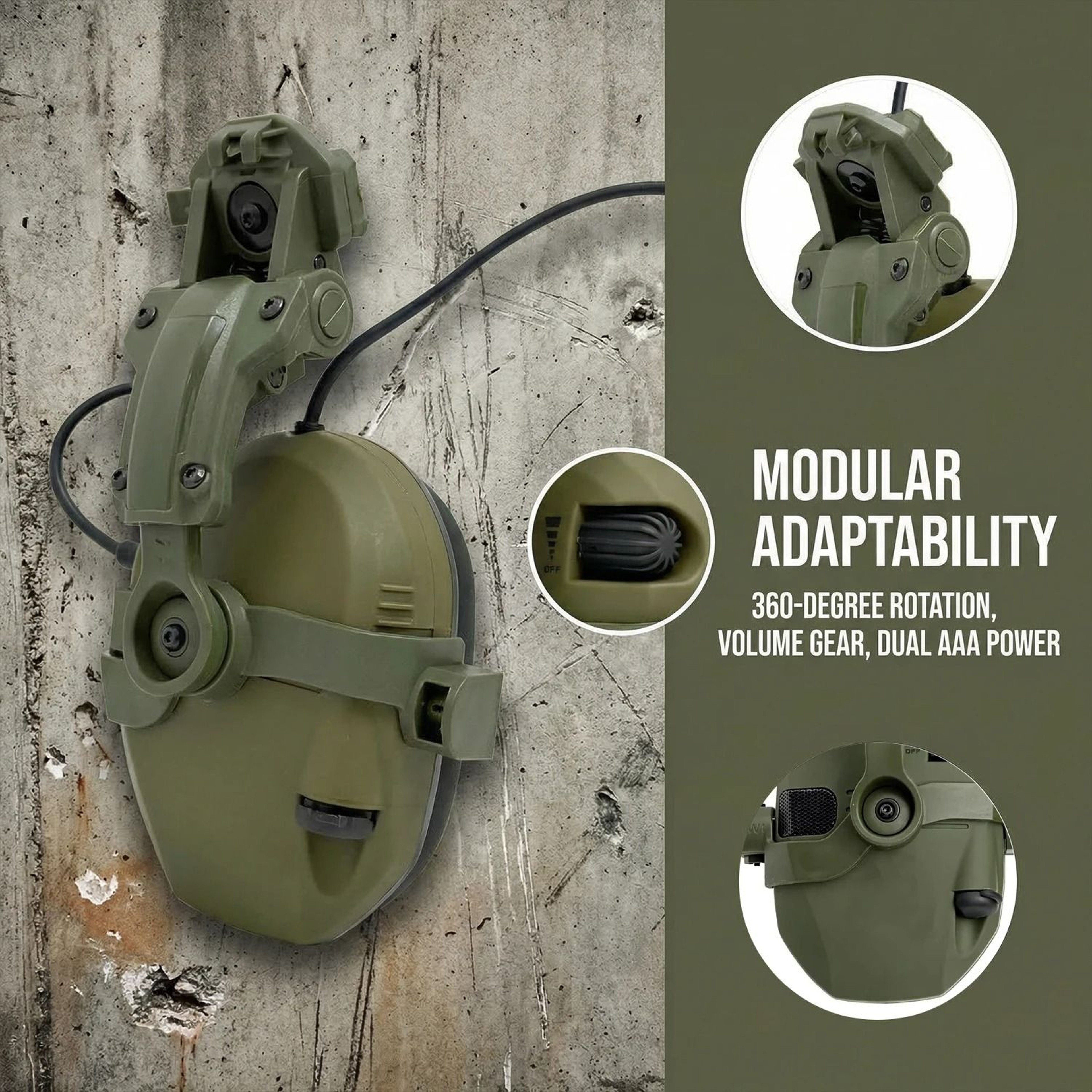 Tactical HelmetMounted Active Electronic Shooting Earmuffs 3