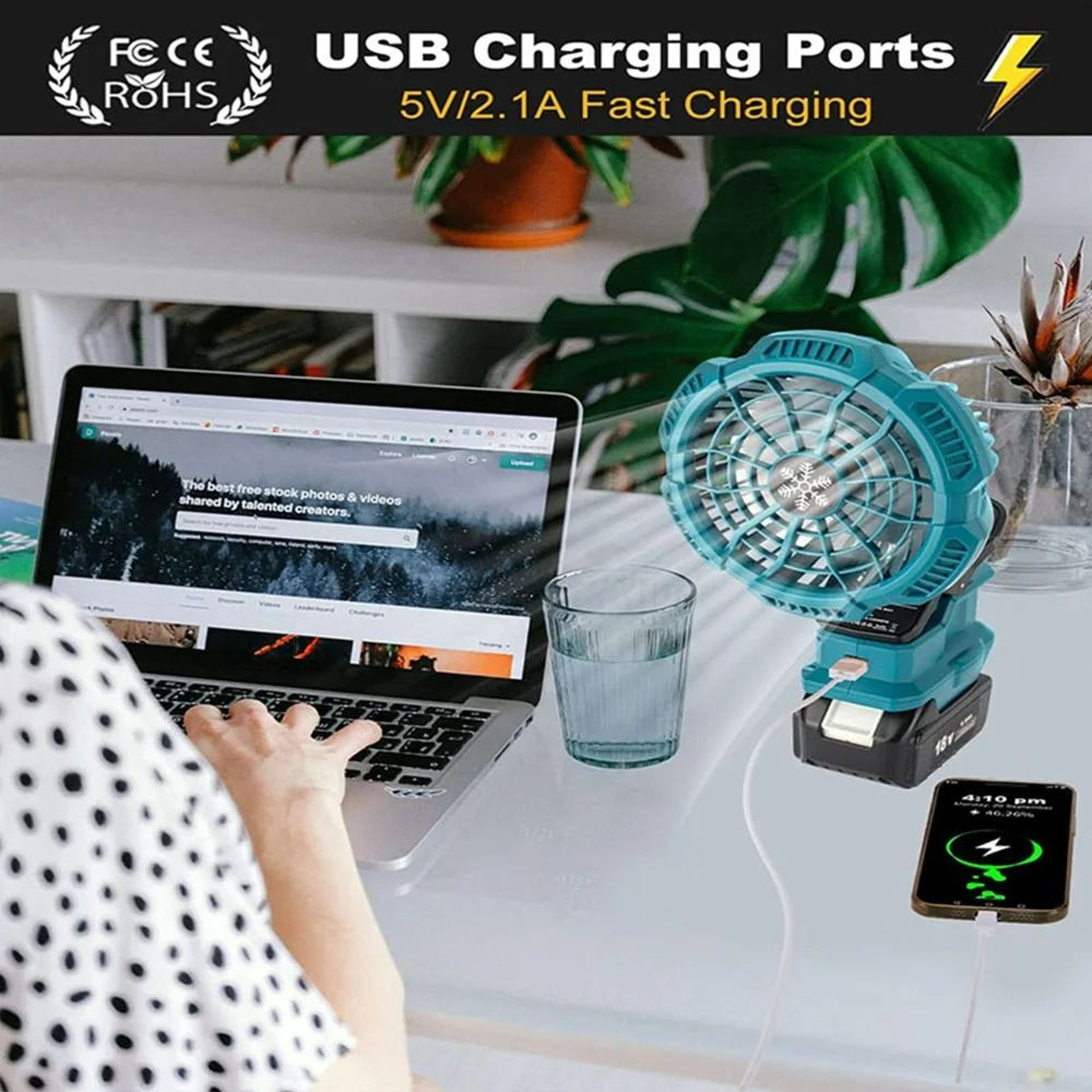 Portable 3Speed ClipOn Cooling Fan For 18V Lithium Battery 5