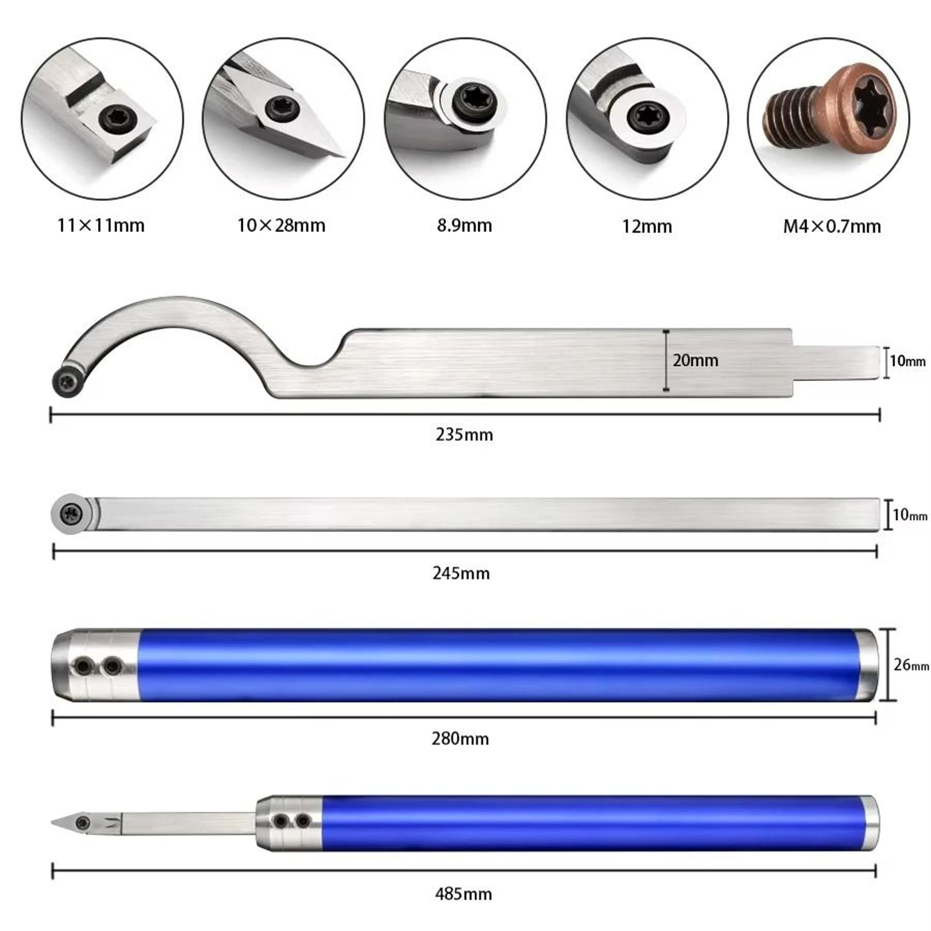 6in1 Indexable Carbide Woodturning Chisel Tool Set For Lathe Work 3