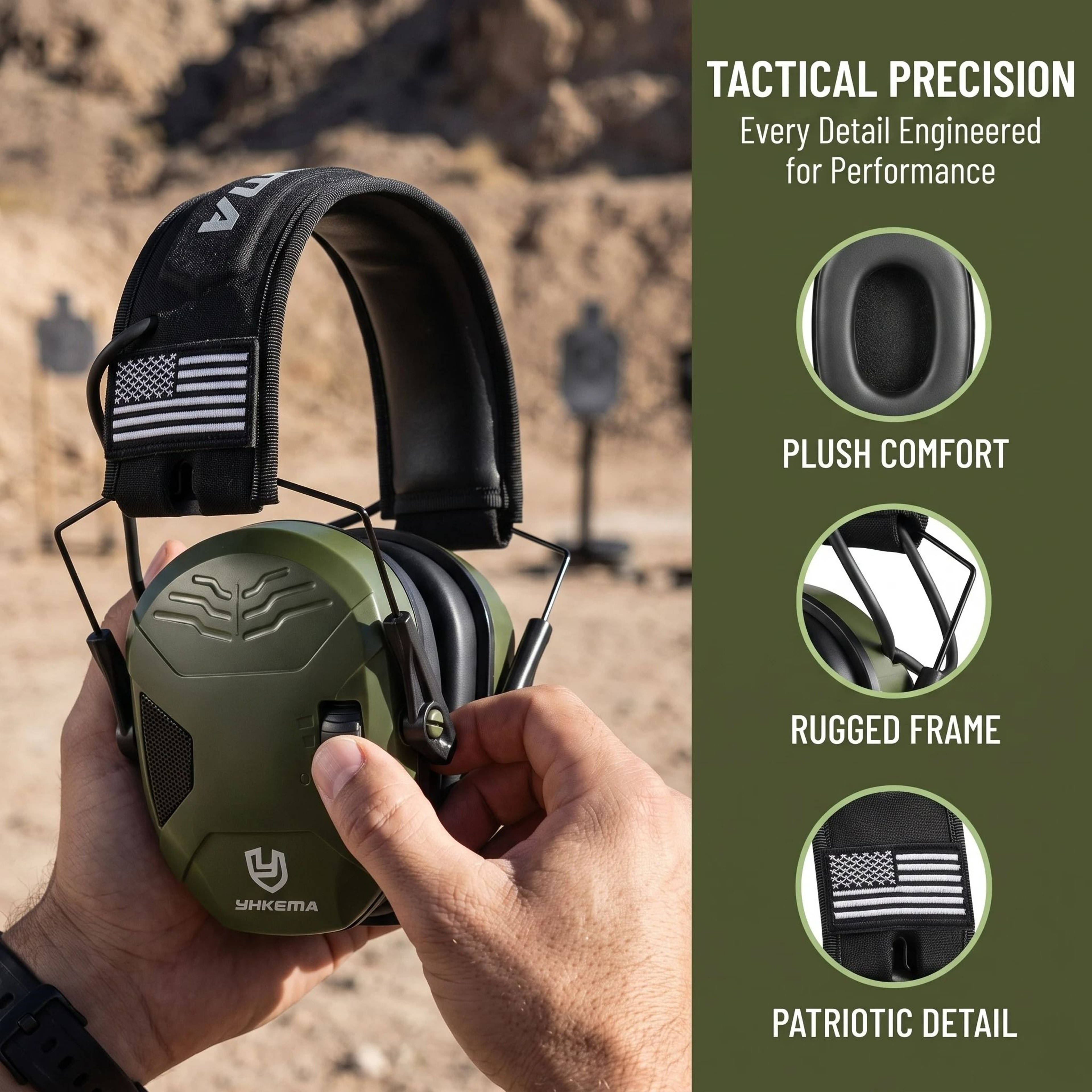 Tactical Electronic Shooting Earmuffs  Sound Amplification Headset With Storage Bag 5