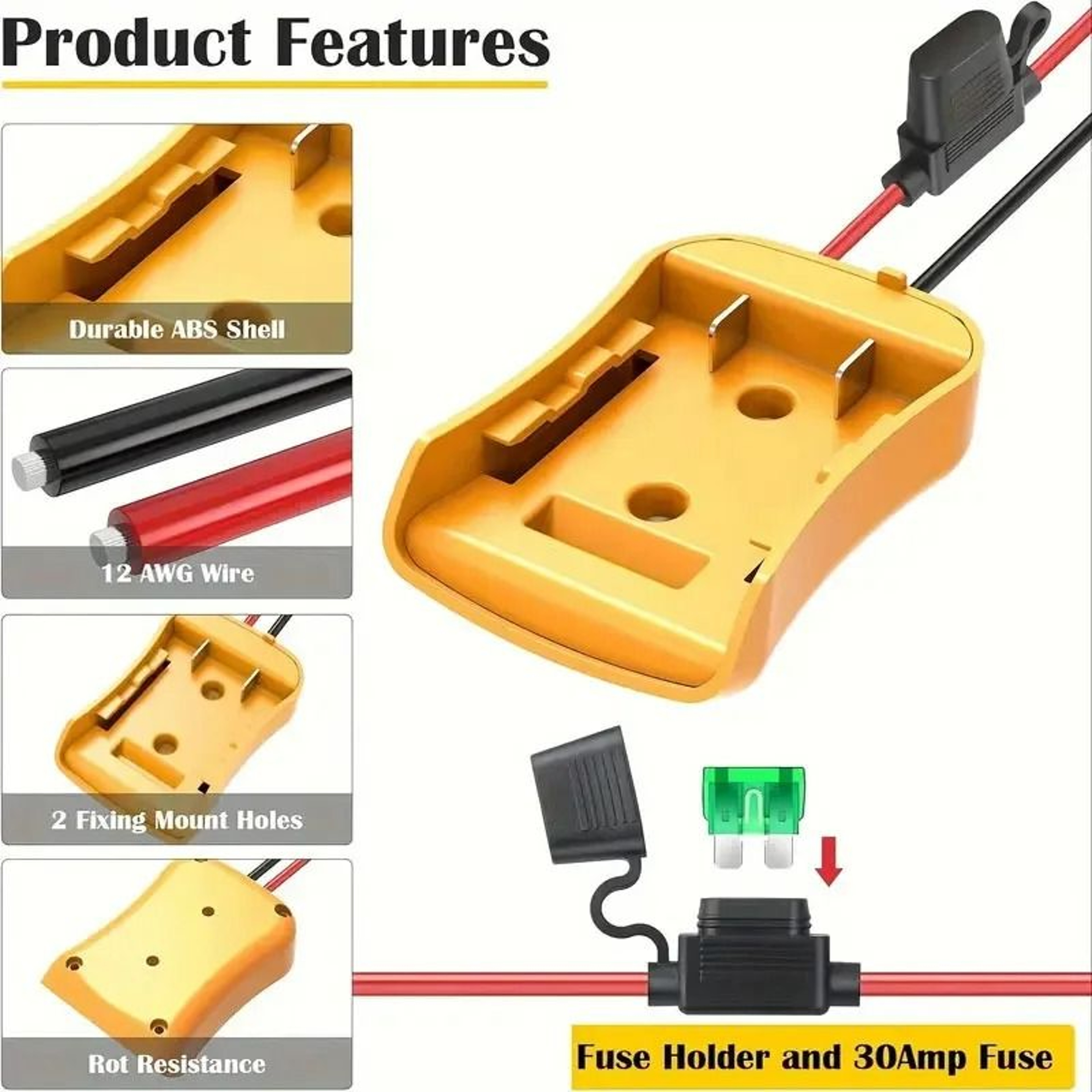 Power Wheel Battery Converter Adapter Kit For 20V Lithium Batteries With Fuse  Wire Terminals 1