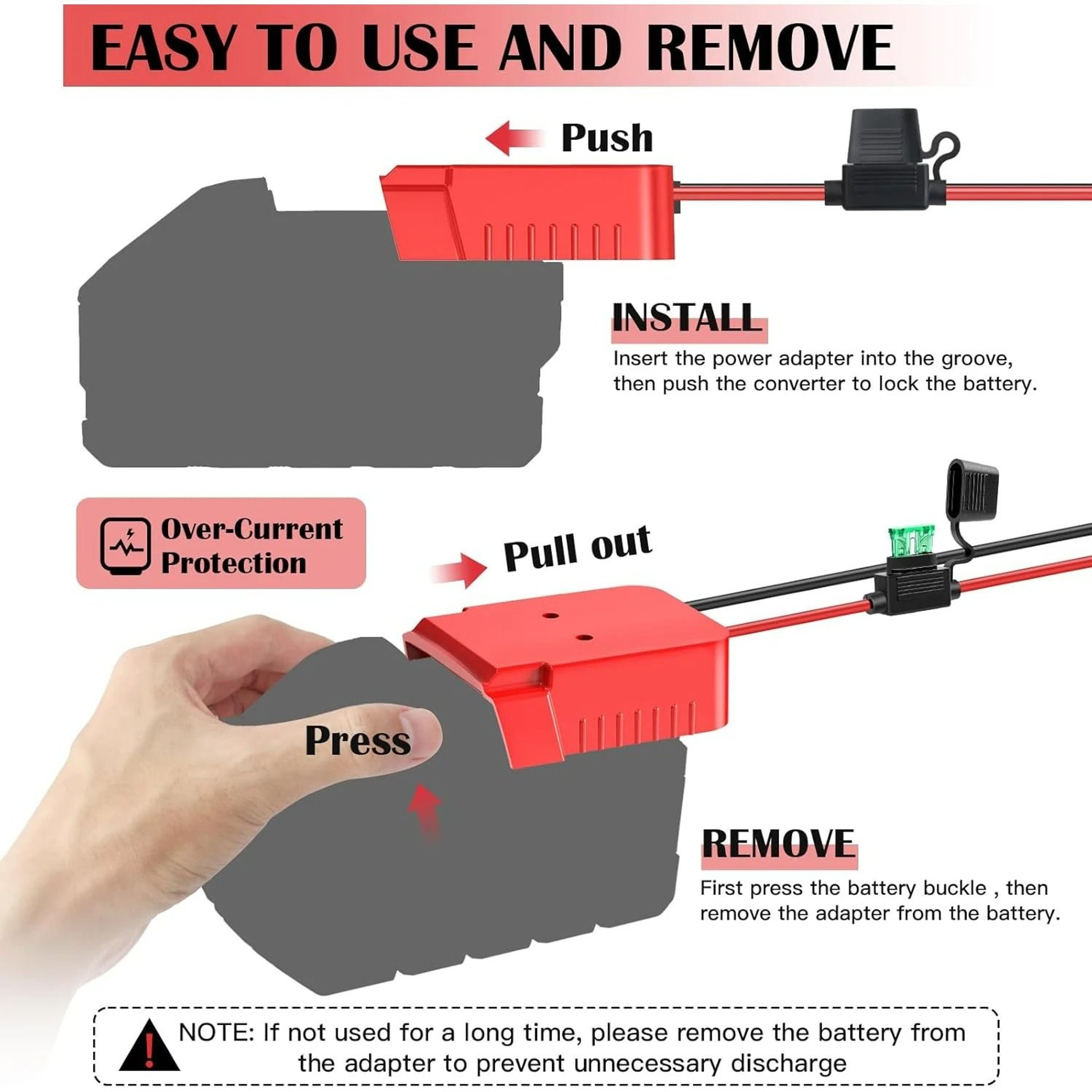Power Wheel Battery Conversion Kit For 18V Lithium Batteries With Switch Fuse  Wire Terminals 3