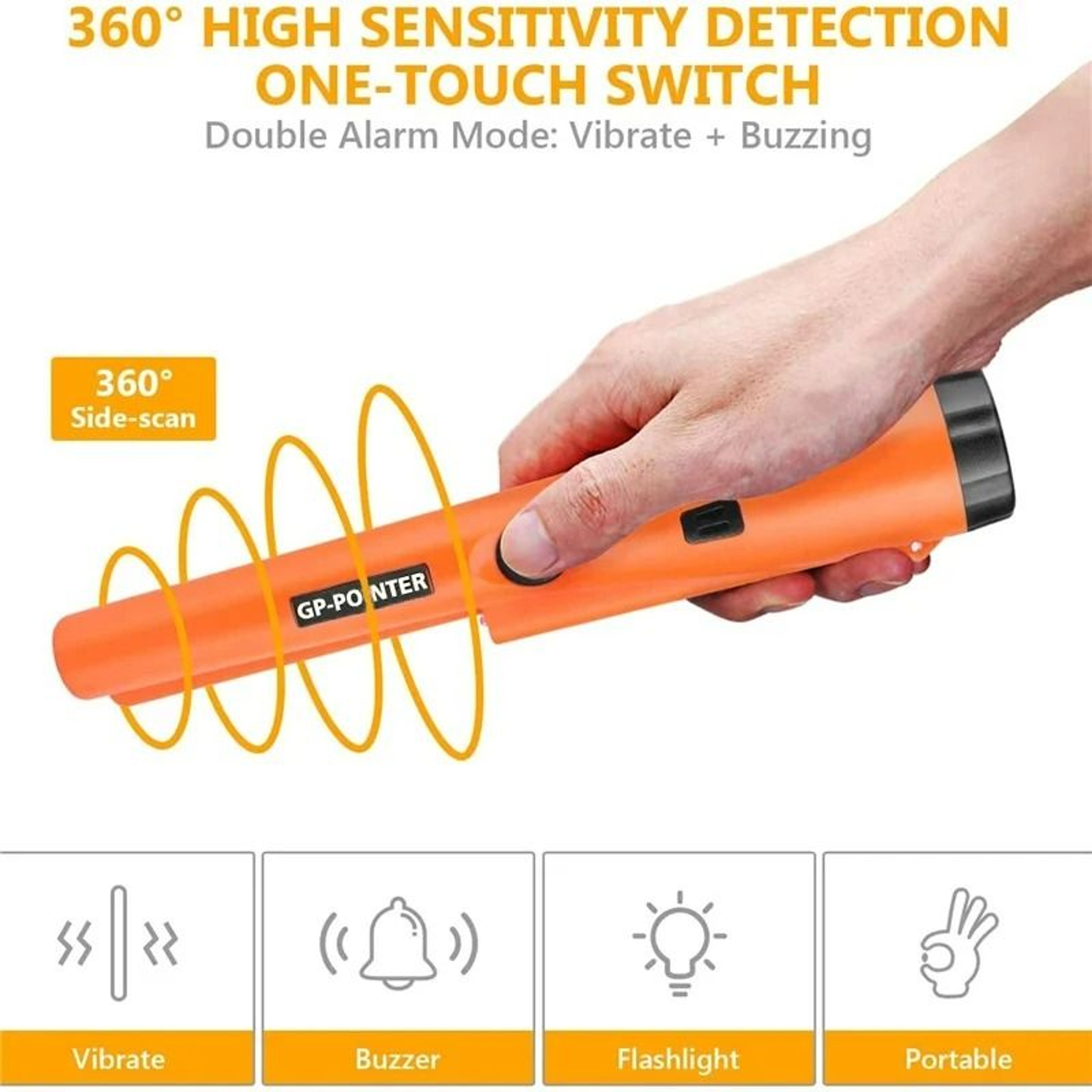 HighPrecision Handheld Metal Detector Pinpointer Wand  360Degree Positioning Probe 3