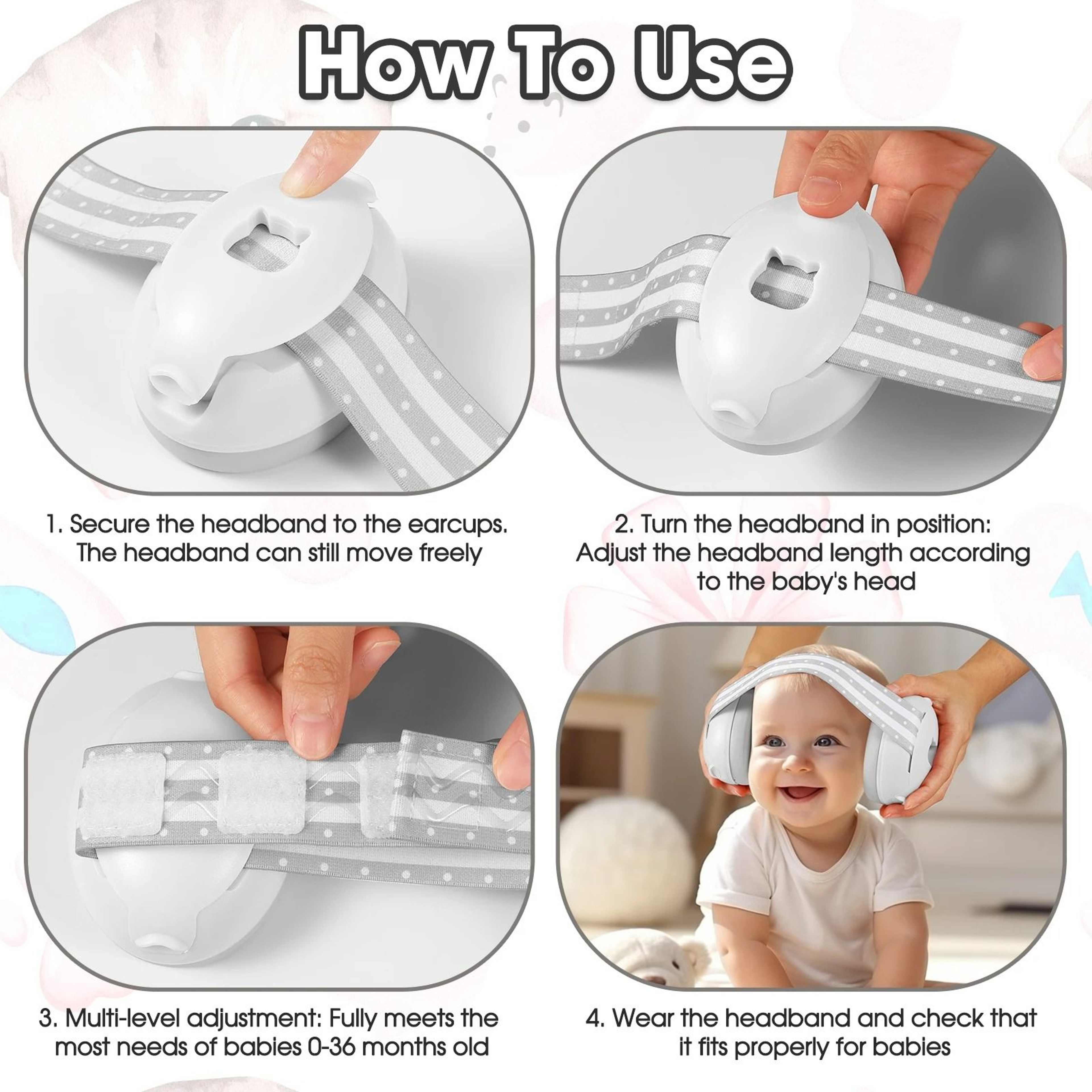 Adjustable NoiseReduction Hearing Protection Earmuffs For Babies Toddlers  Children 4