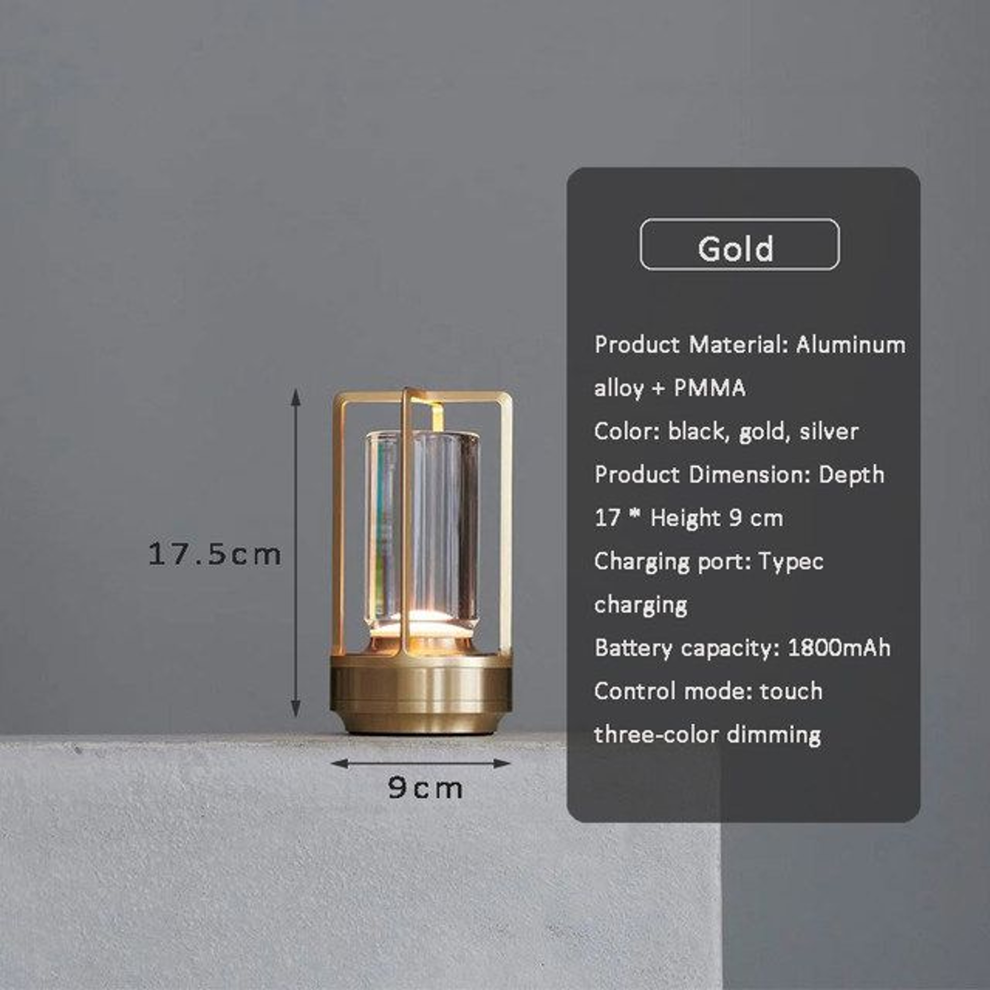 Crystal Touch LED Table Lamp  Rechargeable Ambient Light For Home Dining  Camping 6