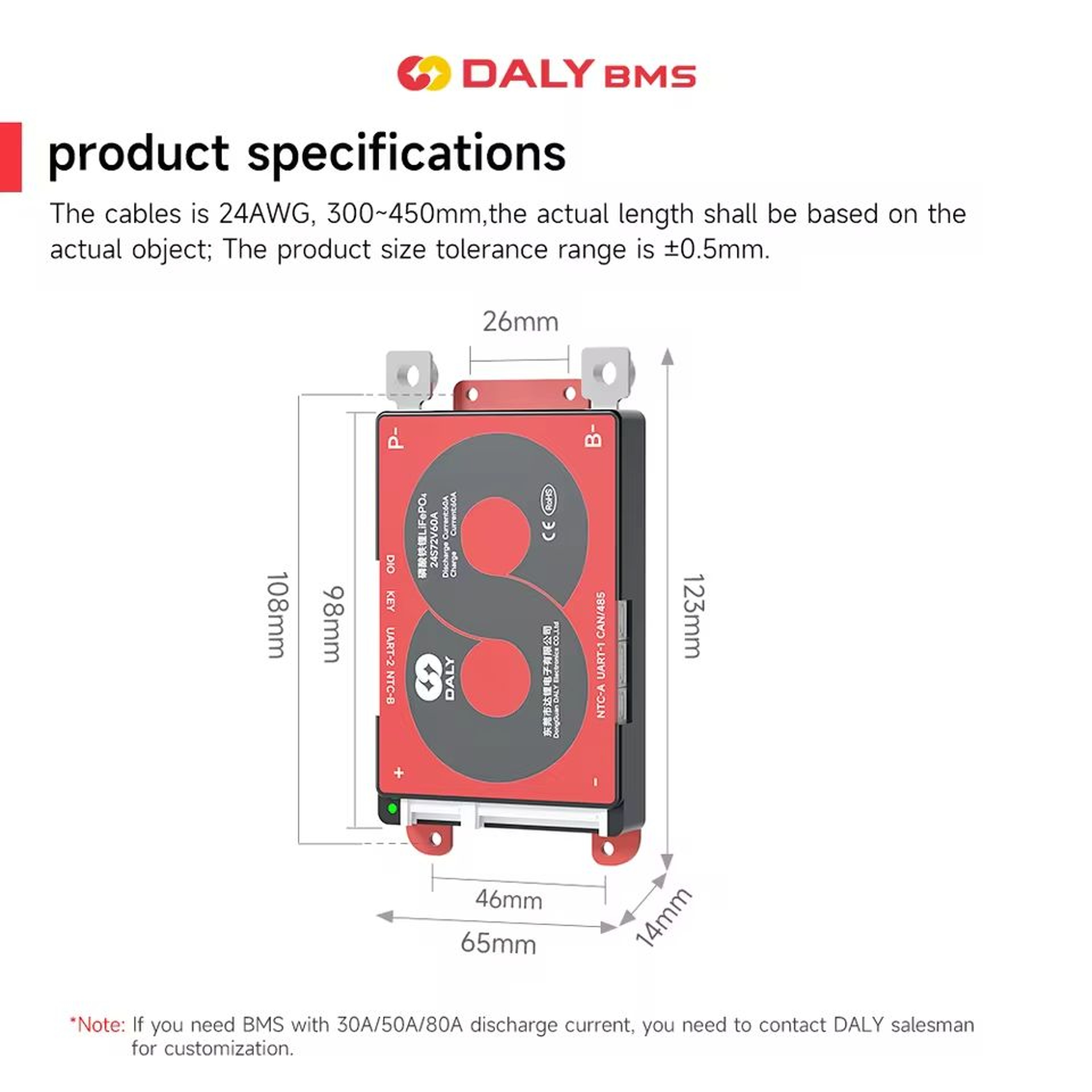 Daly Smart LiFePO4 BMS 4 To 16S 100A With Bluetooth UART And CANBUS 4