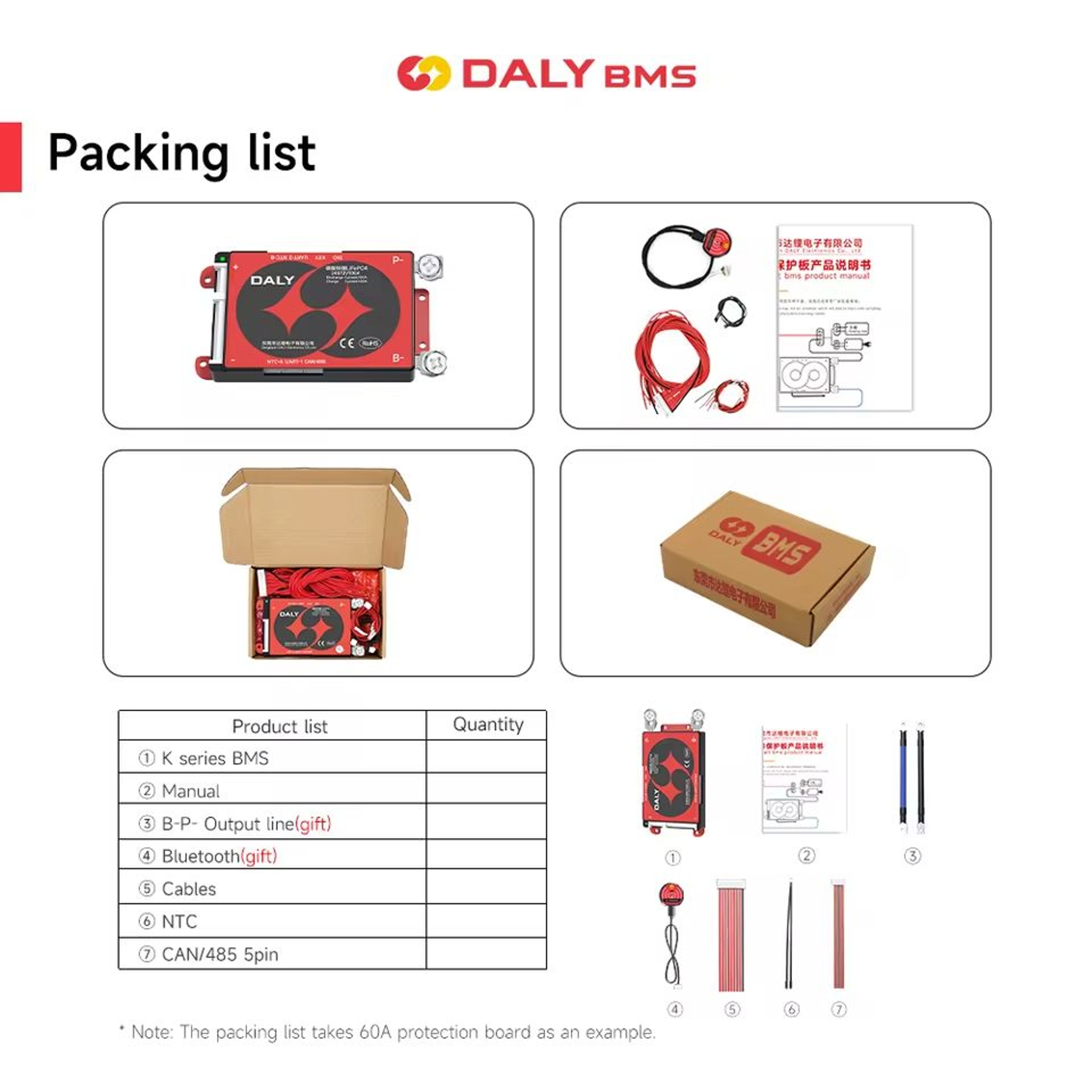 Daly Smart LiFePO4 BMS 4 To 16S 100A With Bluetooth UART And CANBUS 5
