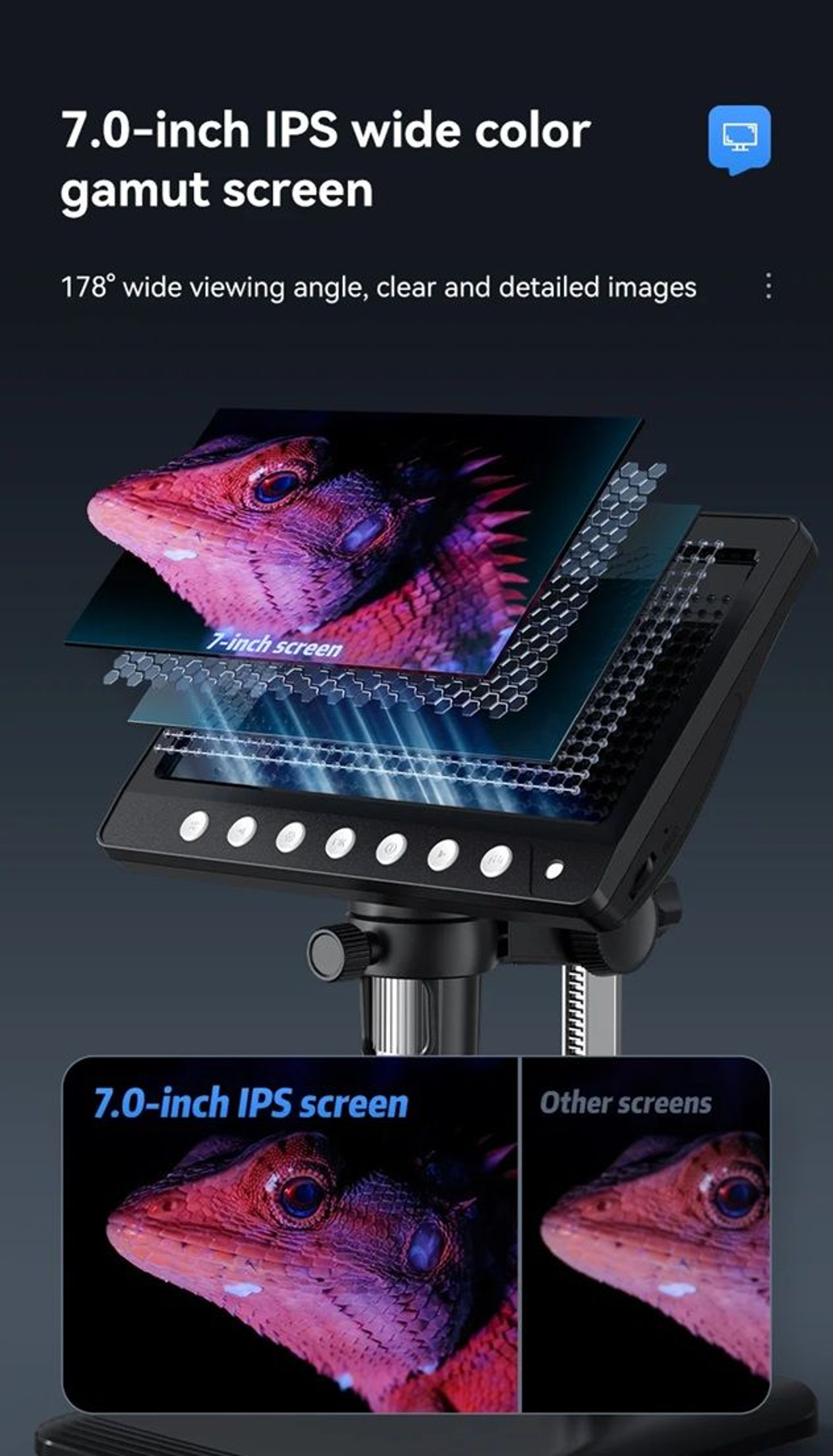 ProView 1200X Digital Microscope  7in IPS Screen USB Microscope For Soldering Electronics  Phone Re 1