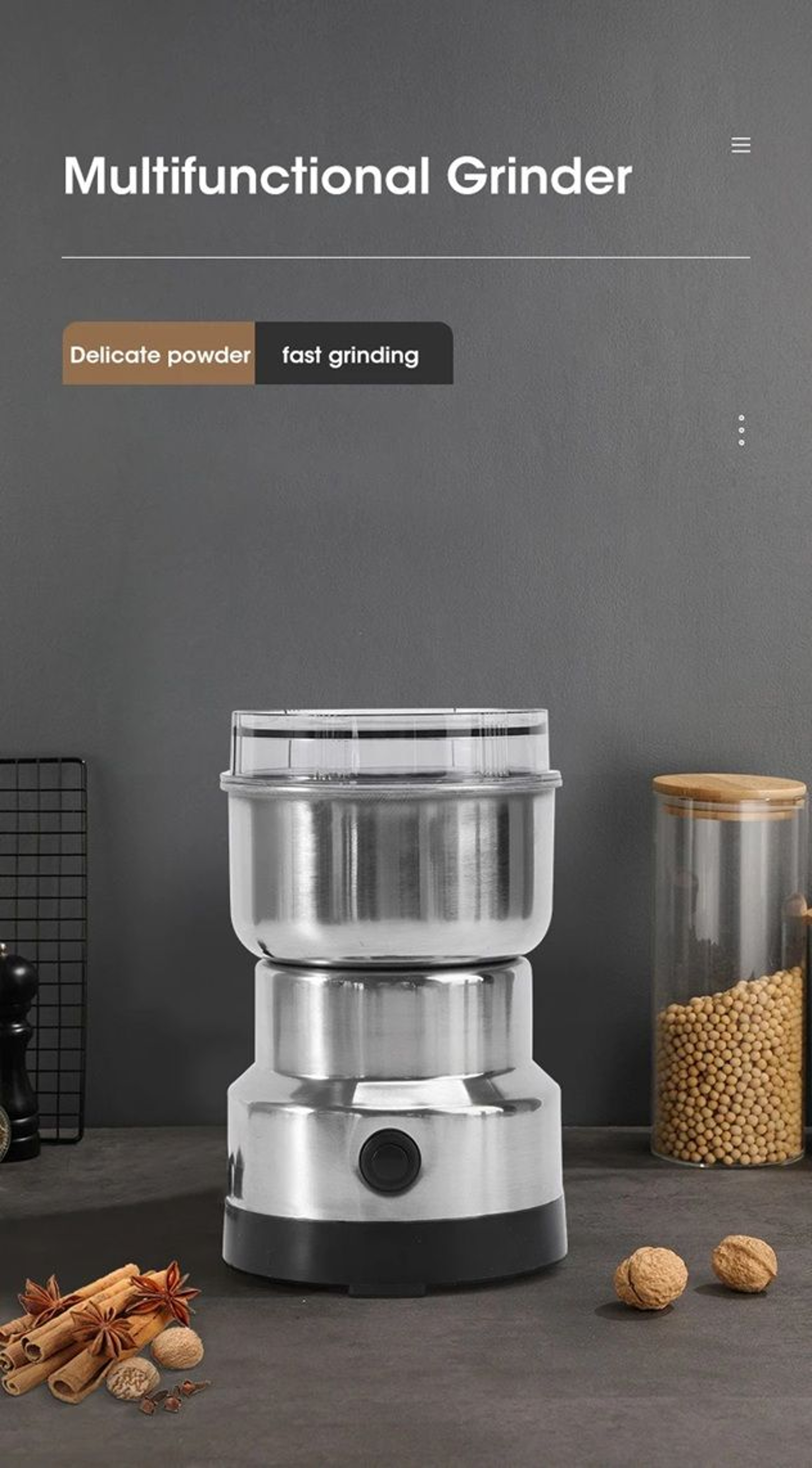 Mini Electric Food Grinder  300ml 4Blade Spice Coffee  Baby Food Mill 1