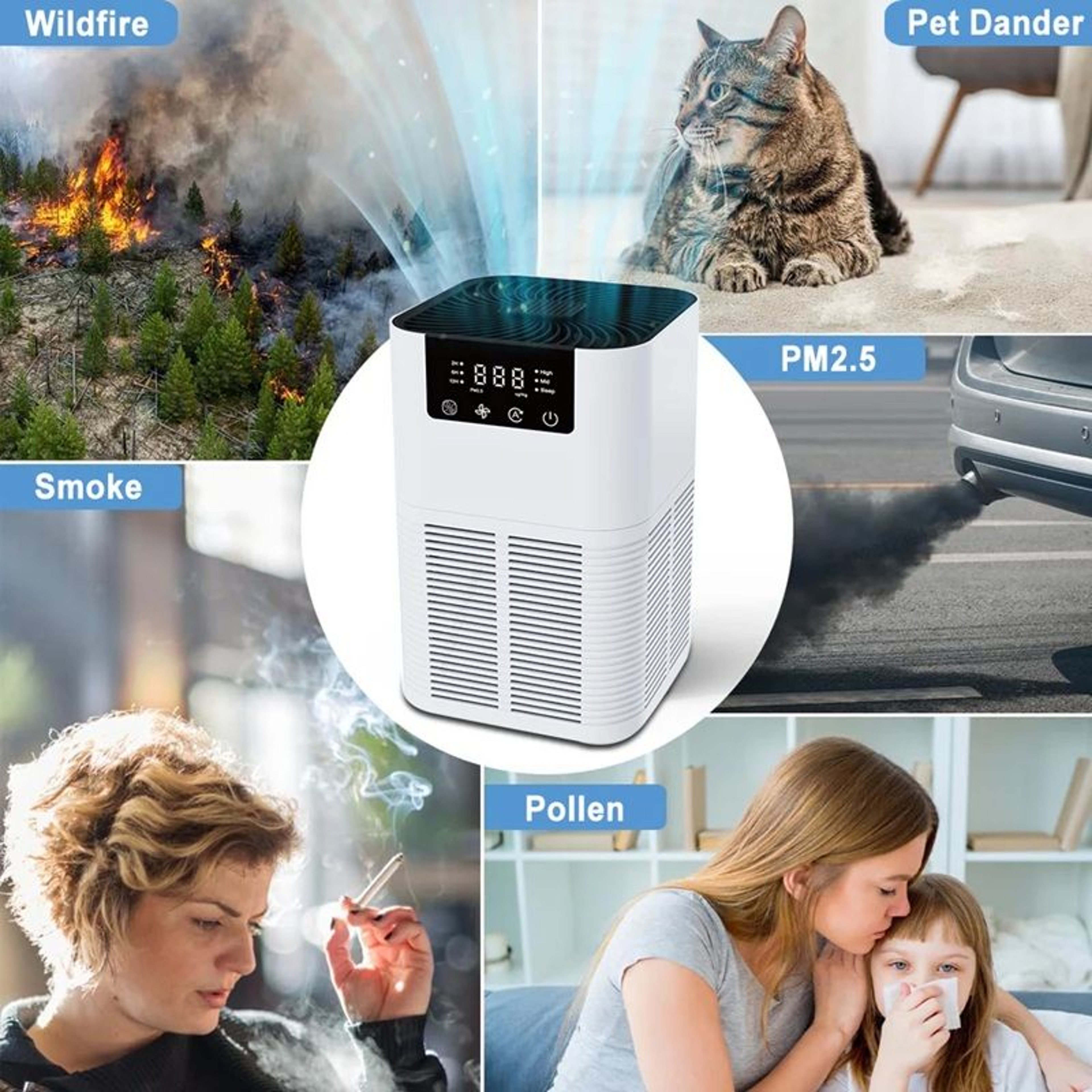 HEPA Air Purifier With Aromatherapy  Smoke Odor Eliminator  Negative Ion Generator For Home 0