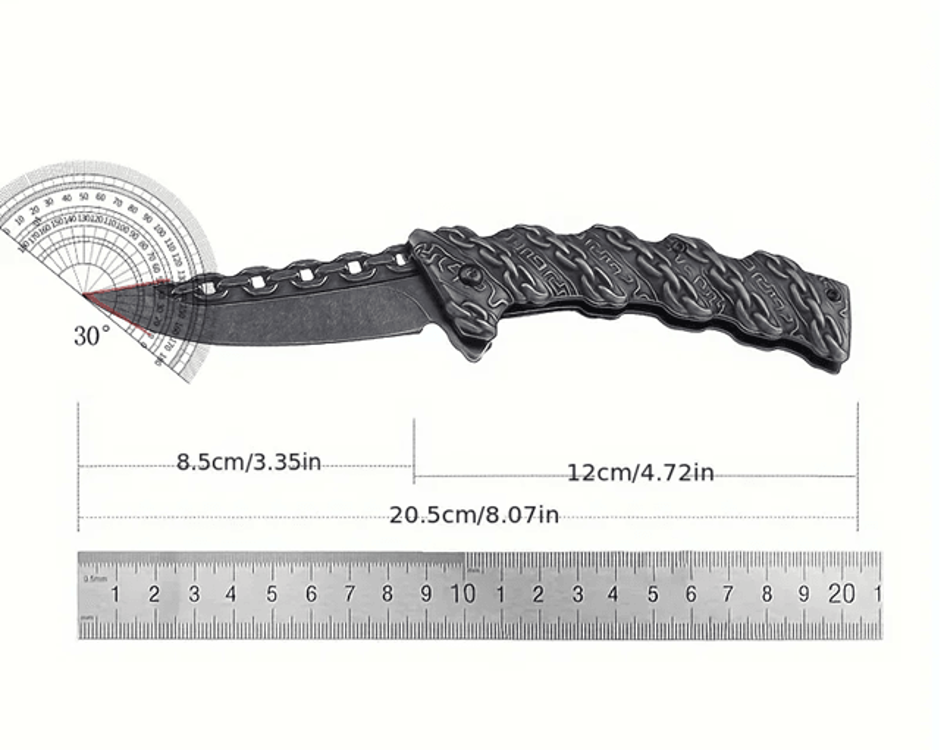 TrailEdge Folding Pocket Knife  Stainless Steel Outdoor Knife With Embossed Chain Handle 5