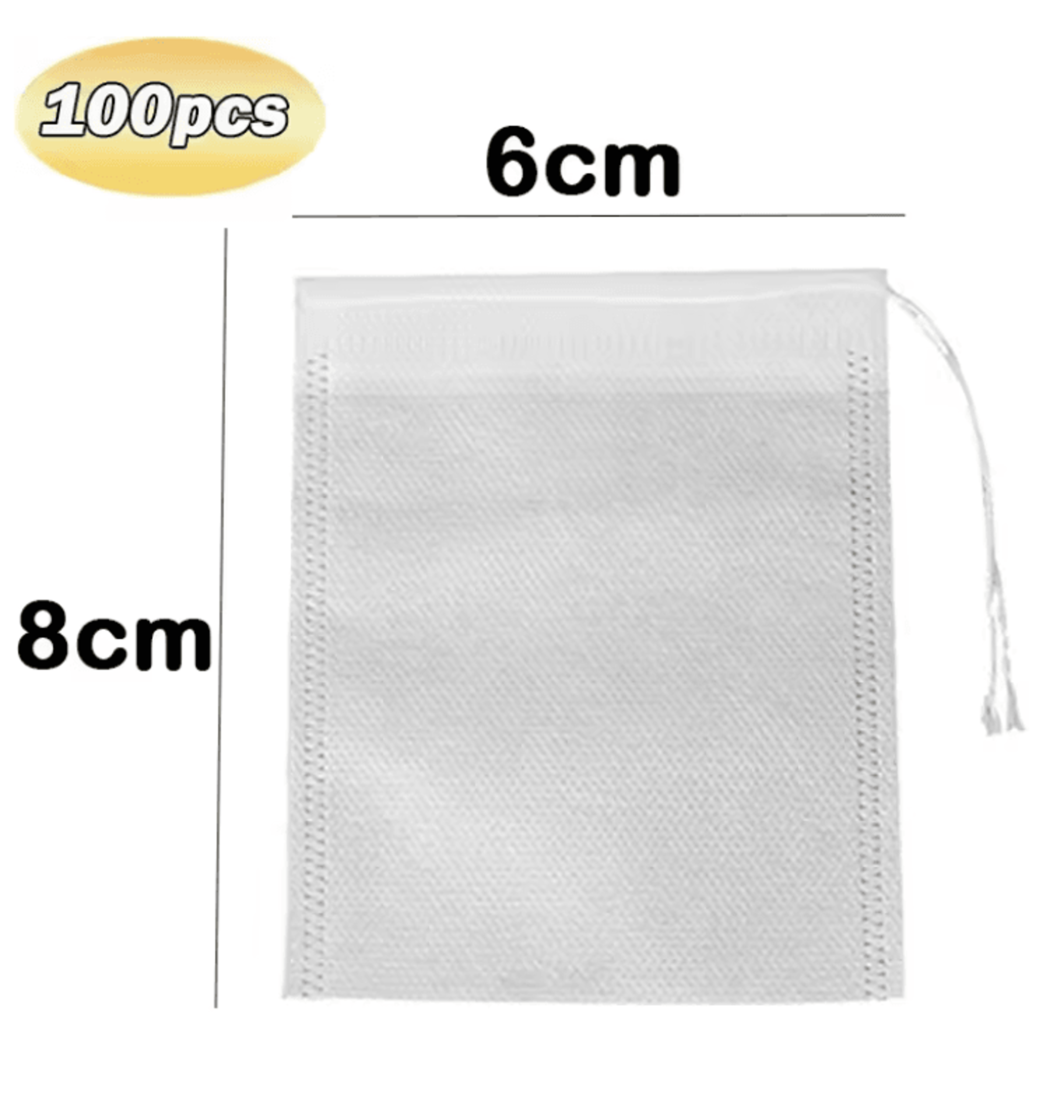 100Pack Disposable Tea Filter Bags  NonWoven Drawstring Infusers For Loose Leaf Tea Herbs And Spice 5