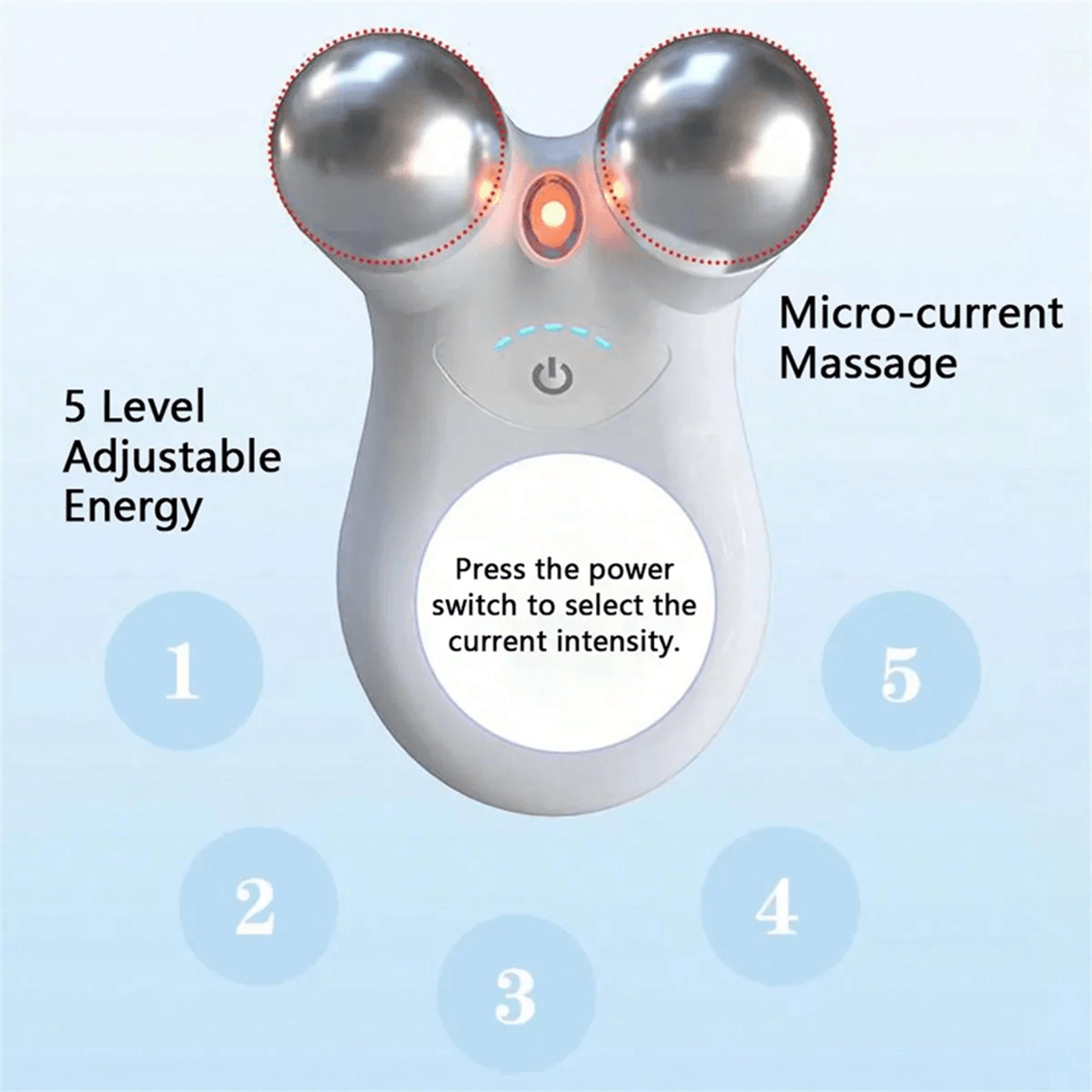 EMS Microcurrent Face Massager With RF Therapy  Stainless Steel Double Head Beauty Device For Skin  3