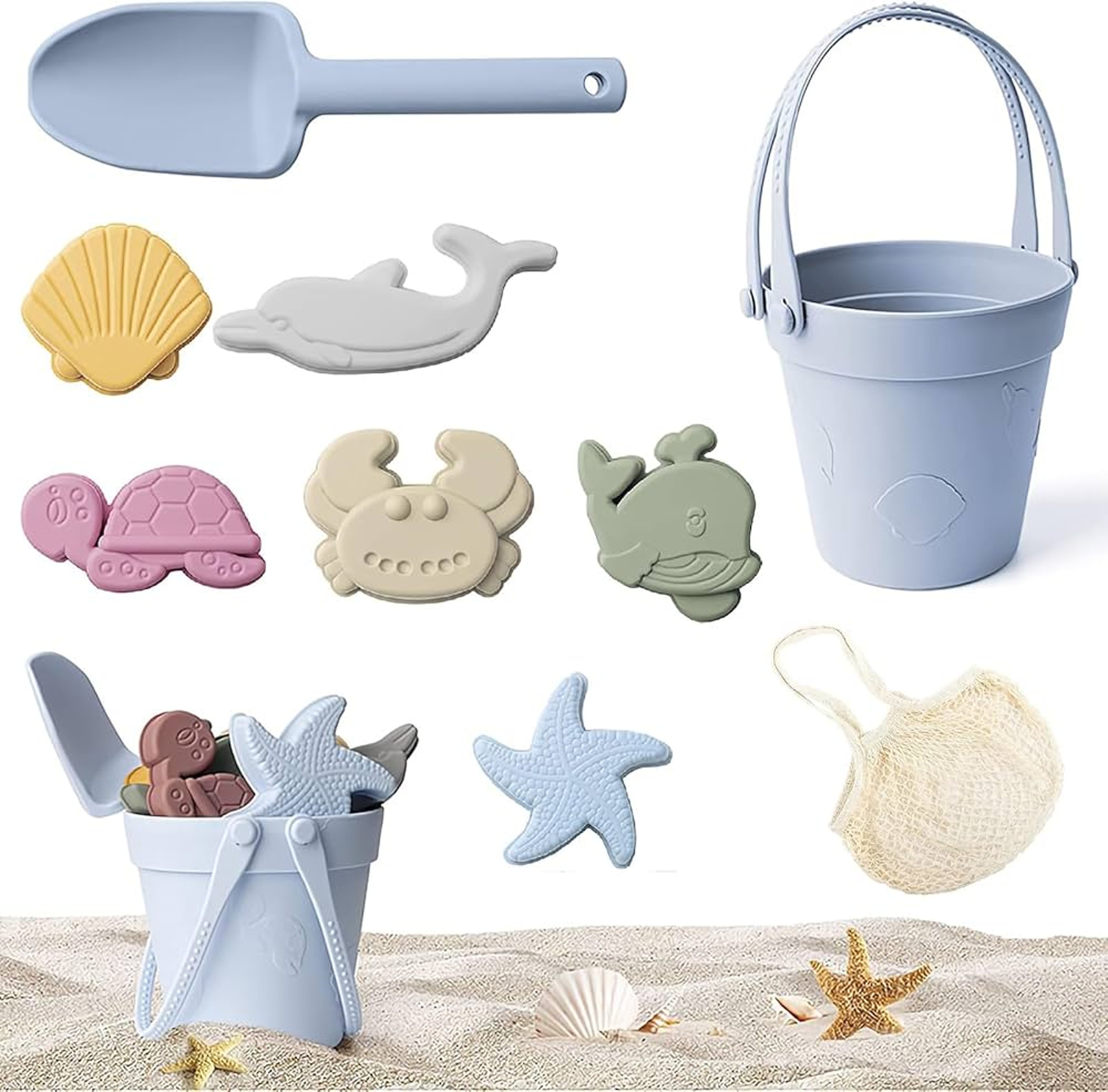 Silicone Kids Beach Toy Set  Durable Sand Bucket And Shovel For Outdoor Play And Travel 3