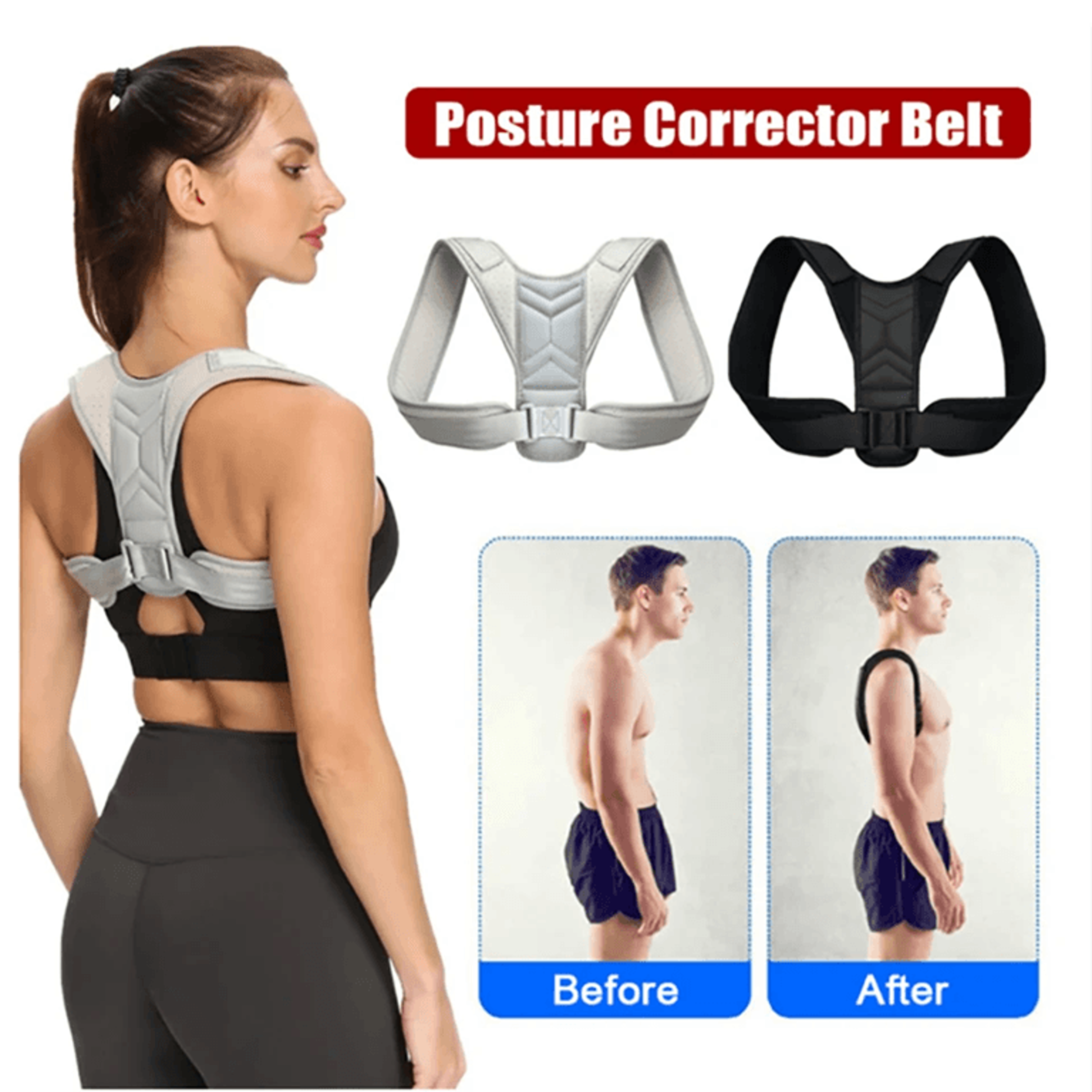 Adjustable Back  Shoulder Posture Corrector  Neck Brace And Spine Support For Home Or Office Use 0