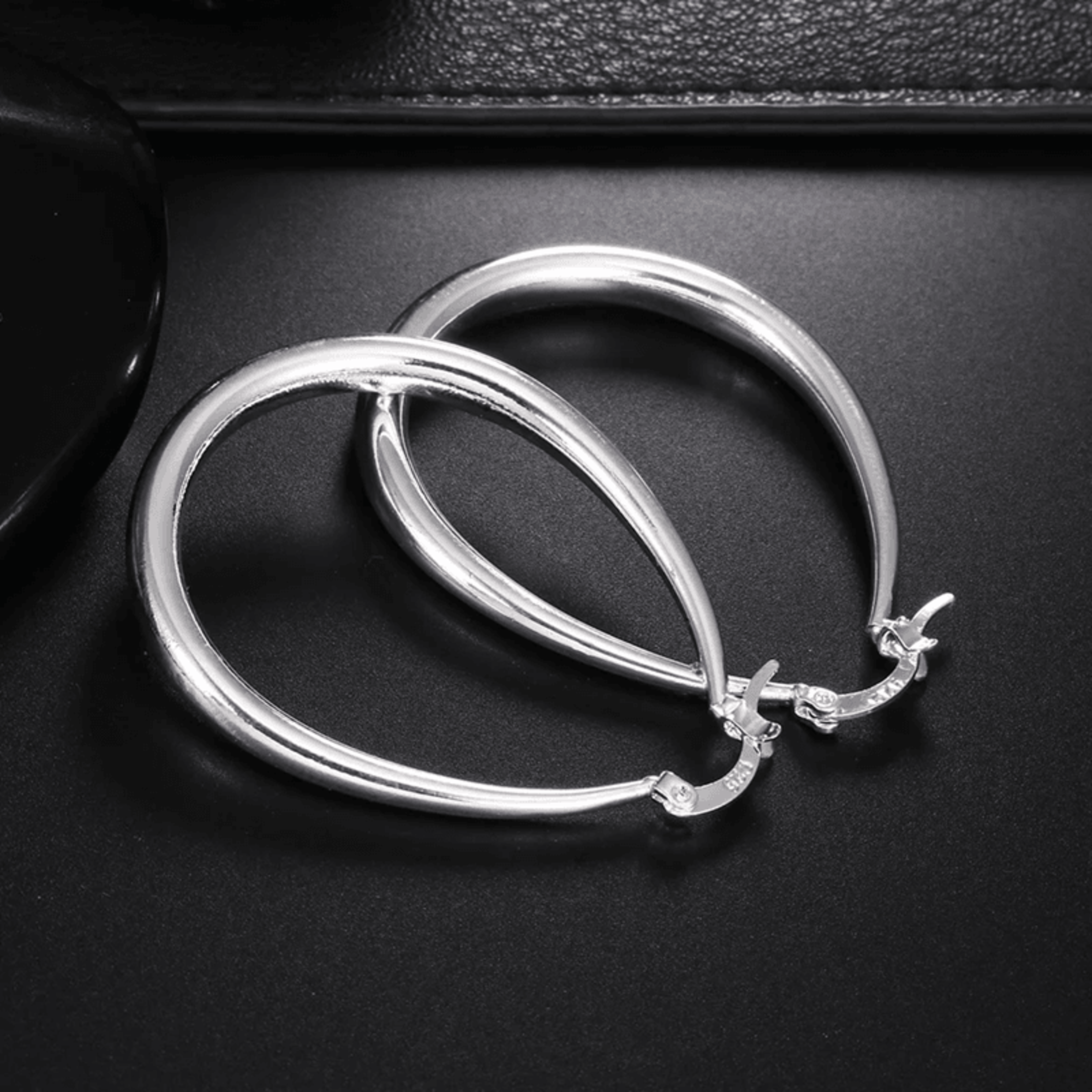 925 Sterling Silver Hoop Earrings  41mm Smooth Circle Statement Hoops For Women 1