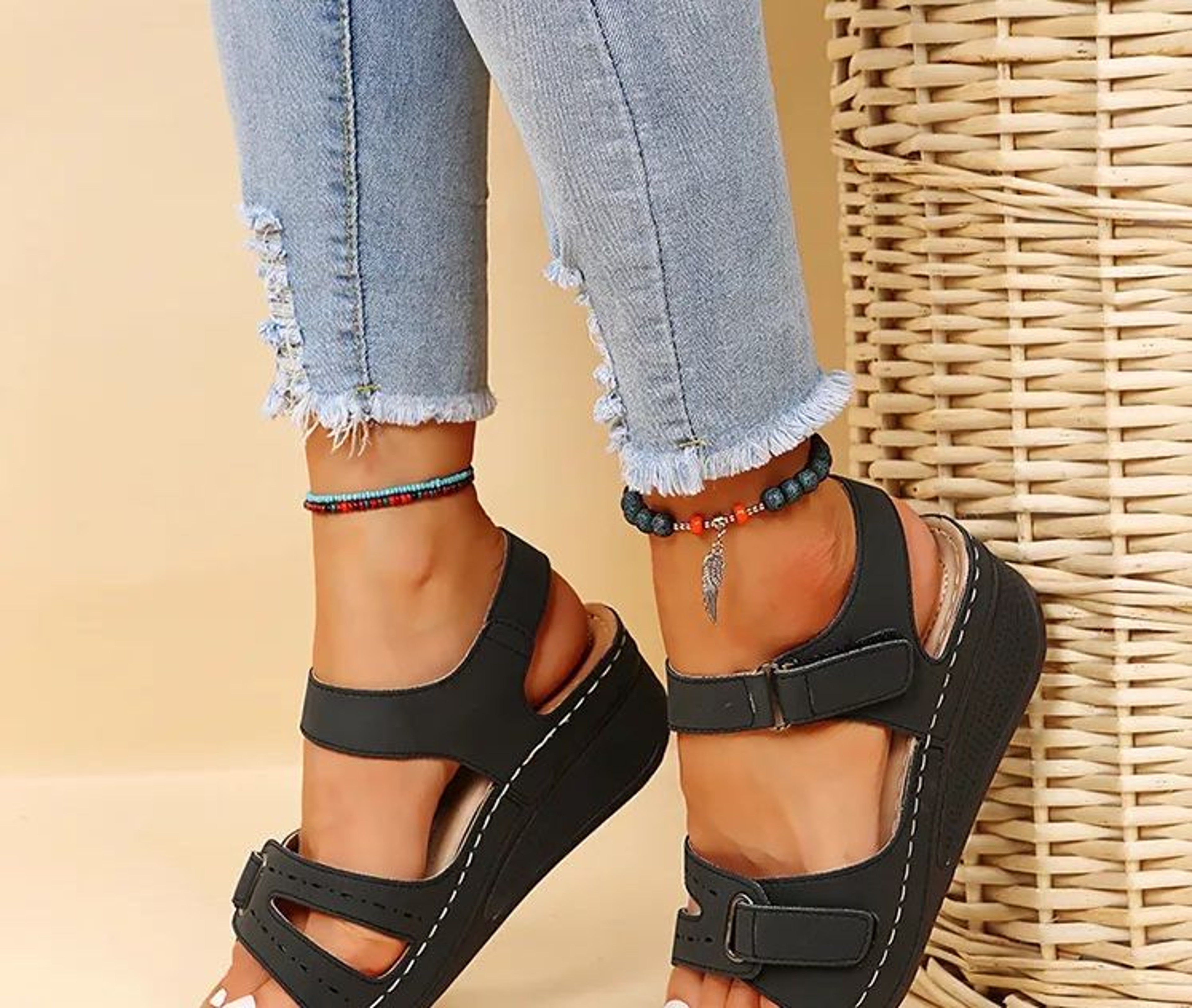 Women Sandals Soft Stitching Ladies Sandals Comfortable Flat Sandals Women Open Toe Beach Shoes Wom 1