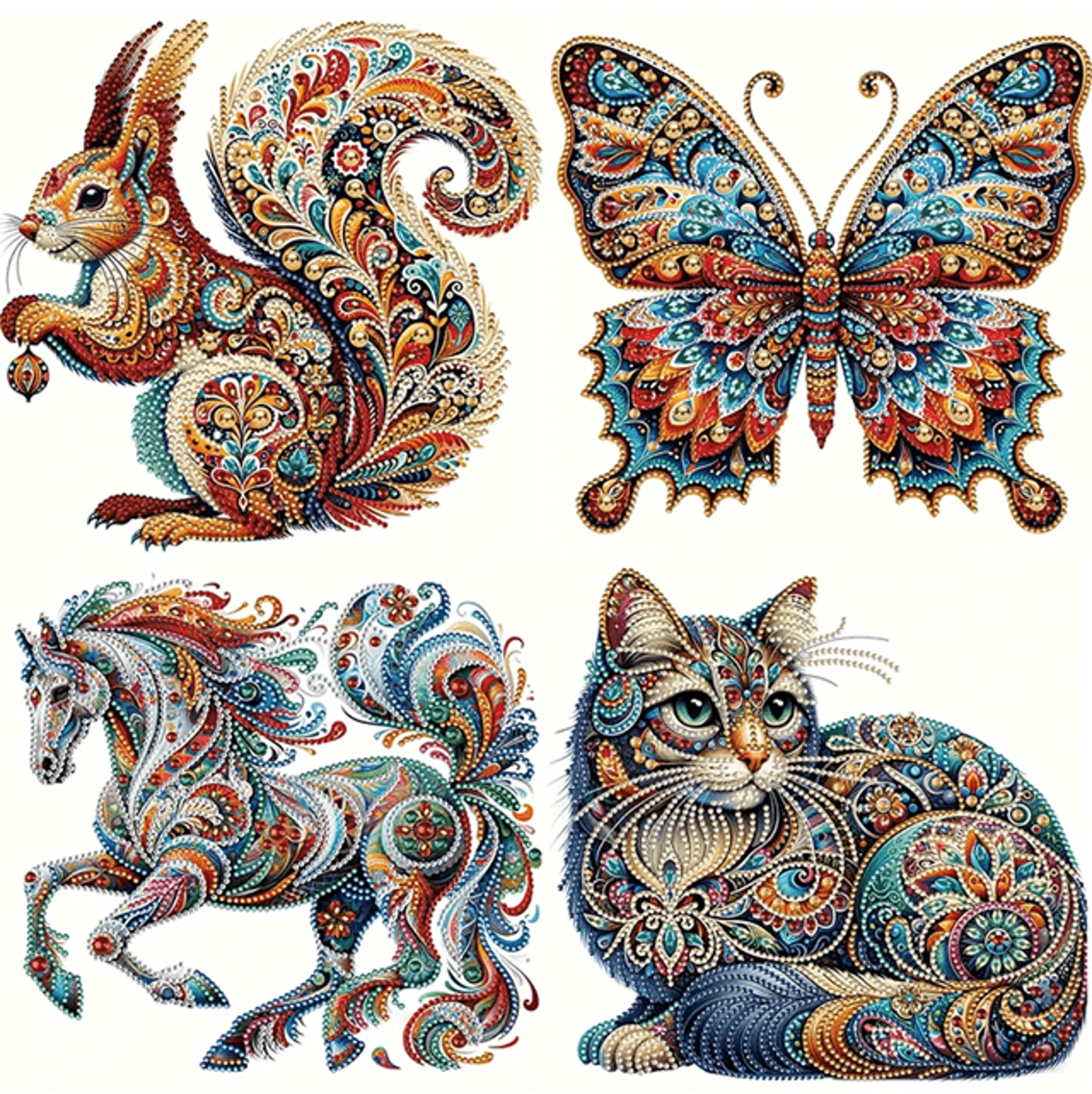Animal Diamond Painting Kit  DIY Partial Drill Butterfly Rabbit And Cat Art For Adults And Kids 0