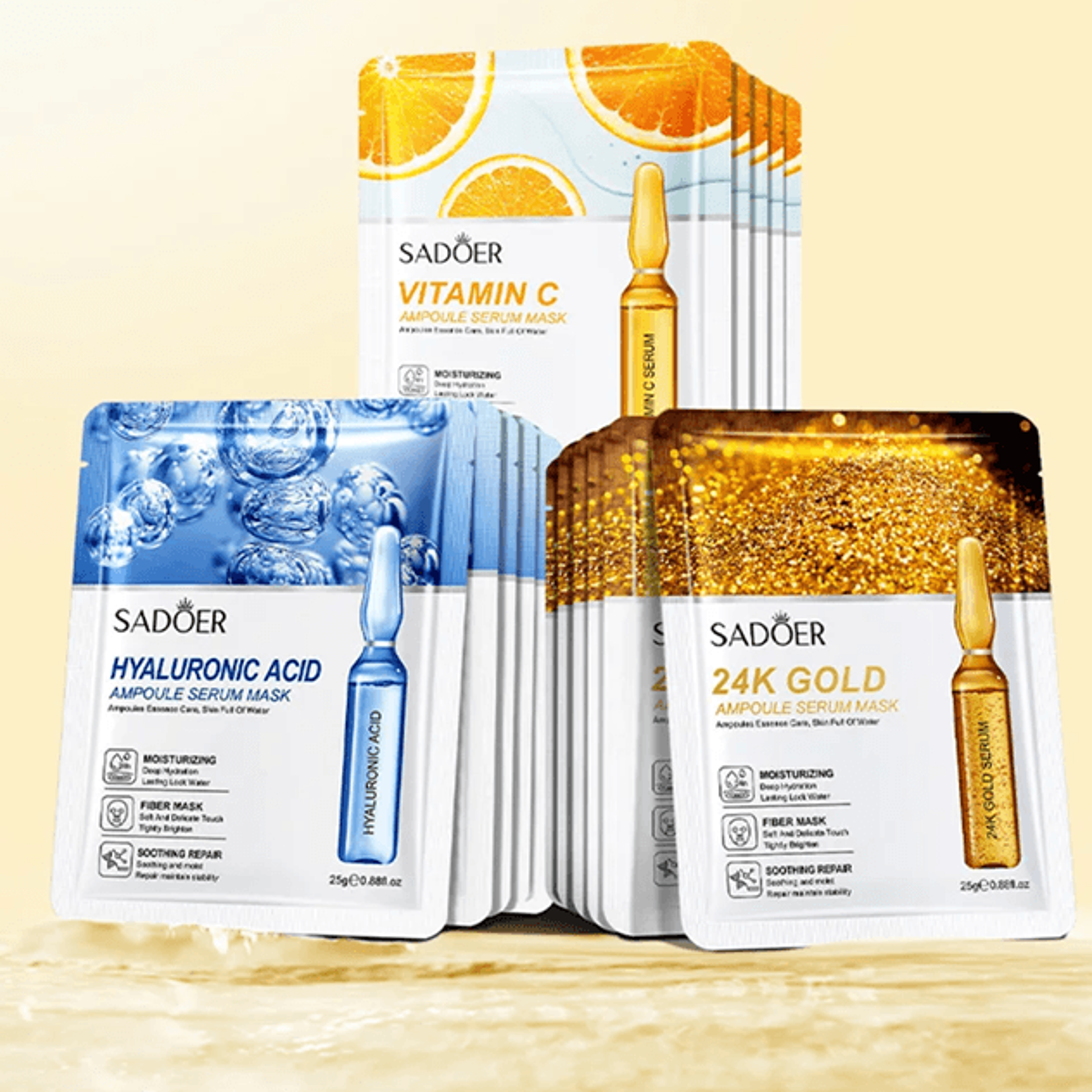 24K Gold Hyaluronic Acid Face Mask Set For Hydrating And Anti Aging Skin Care 0