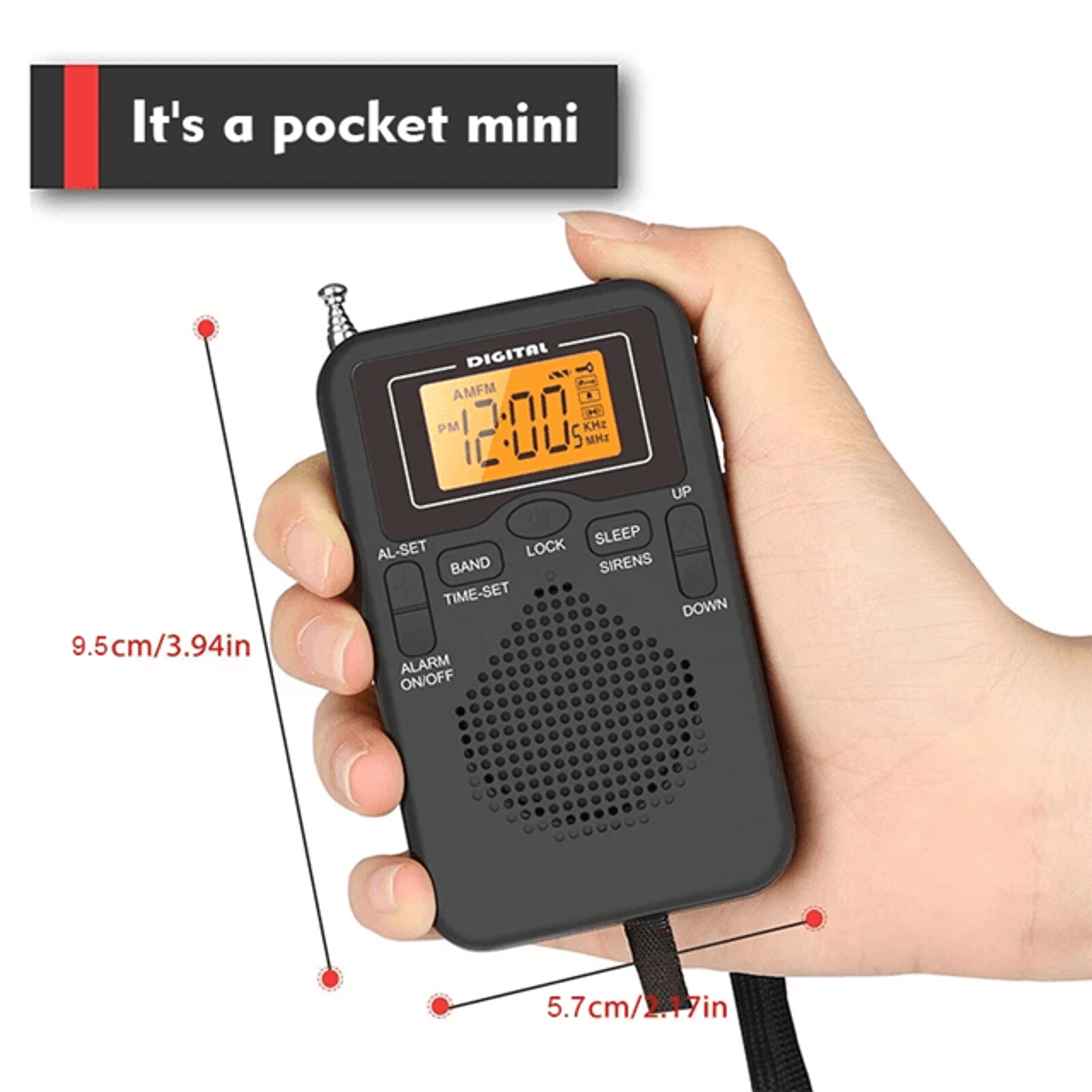 Portable AM FM Radio With LCD Alarm Clock And Earphone Jack 2