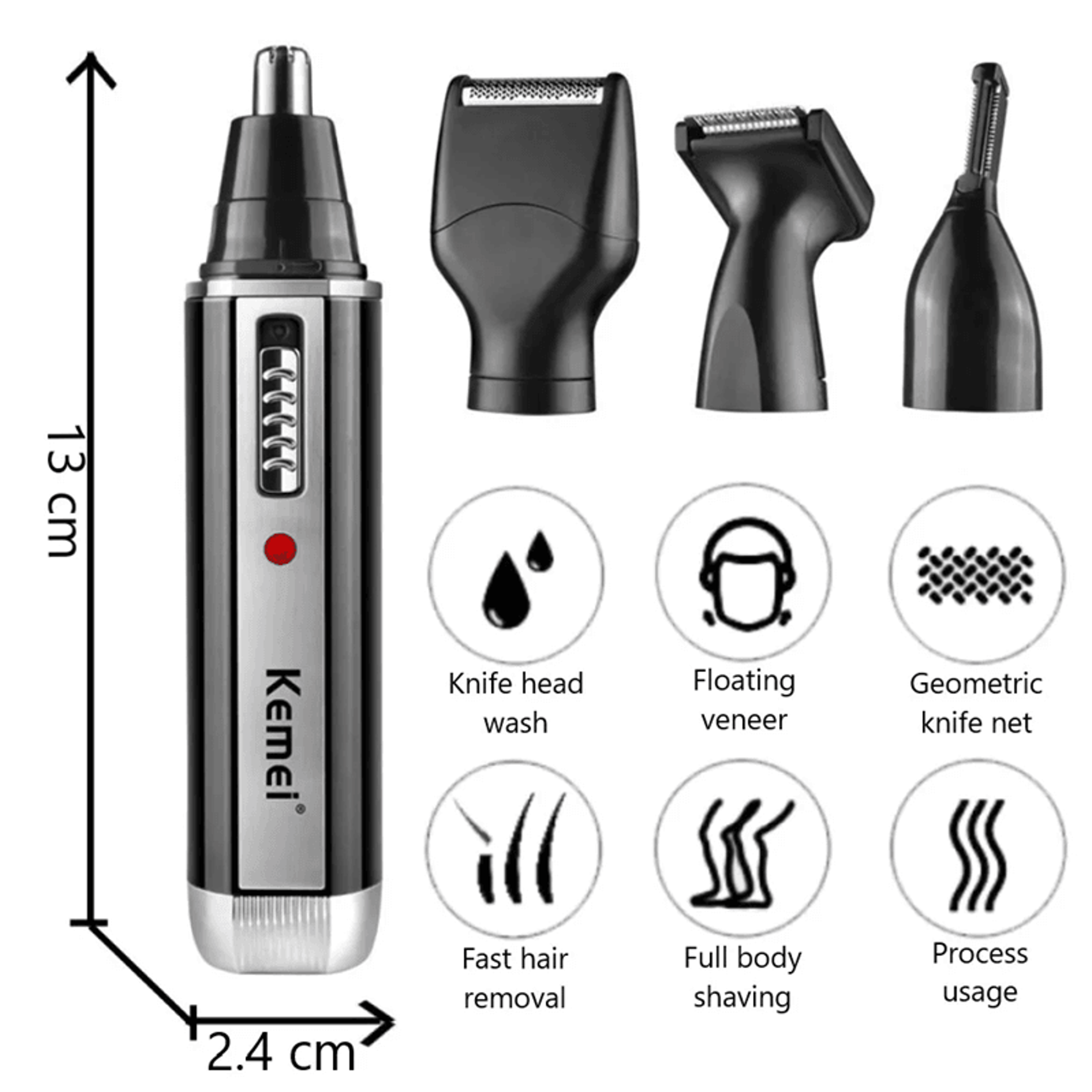 4 In 1 Rechargeable Nose And Beard Trimmer For Men With Ear And Eyebrow Attachments 1