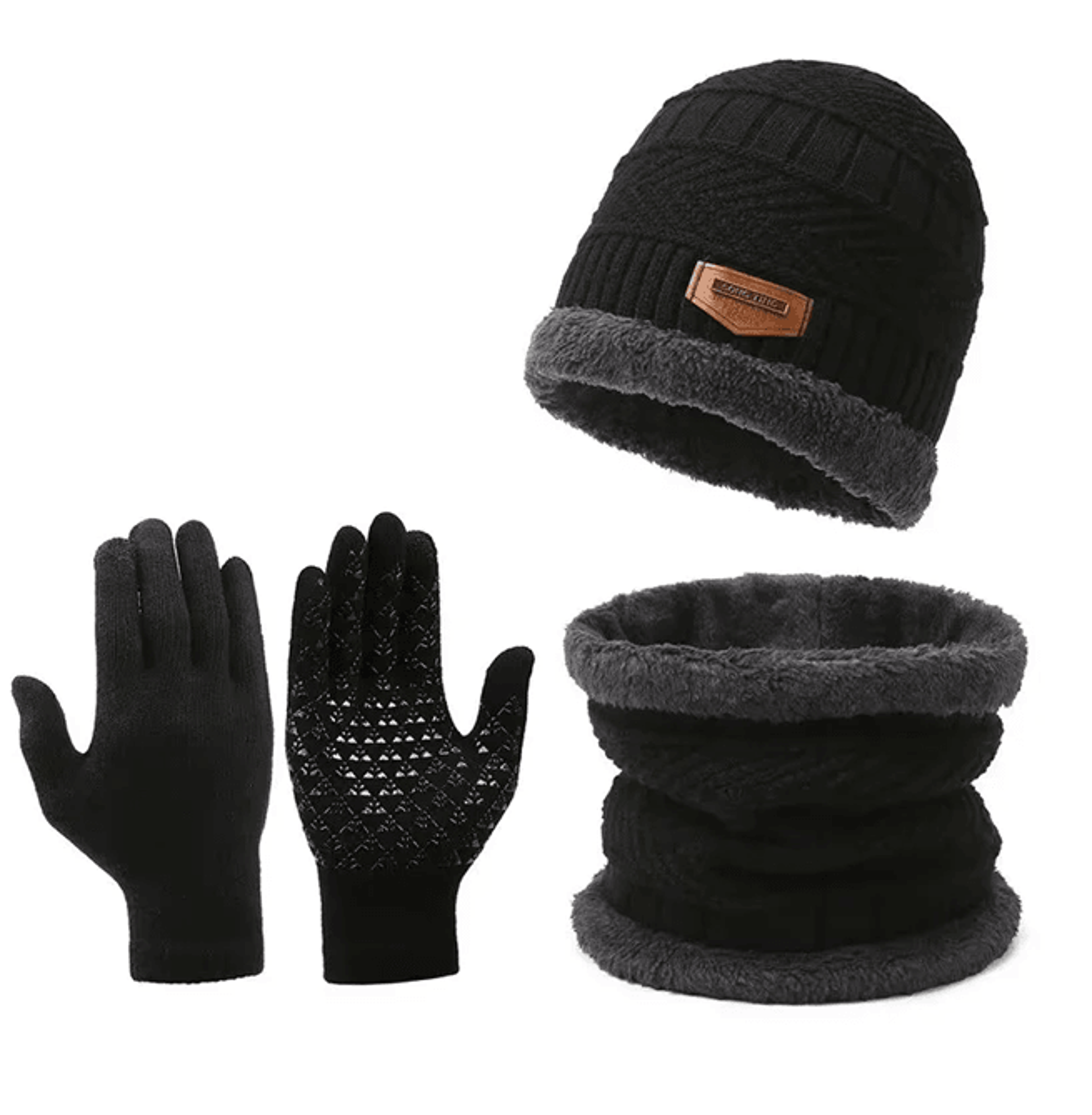 Mens Winter Windproof Hat Scarf And Gloves Set With Thermal Lining 0