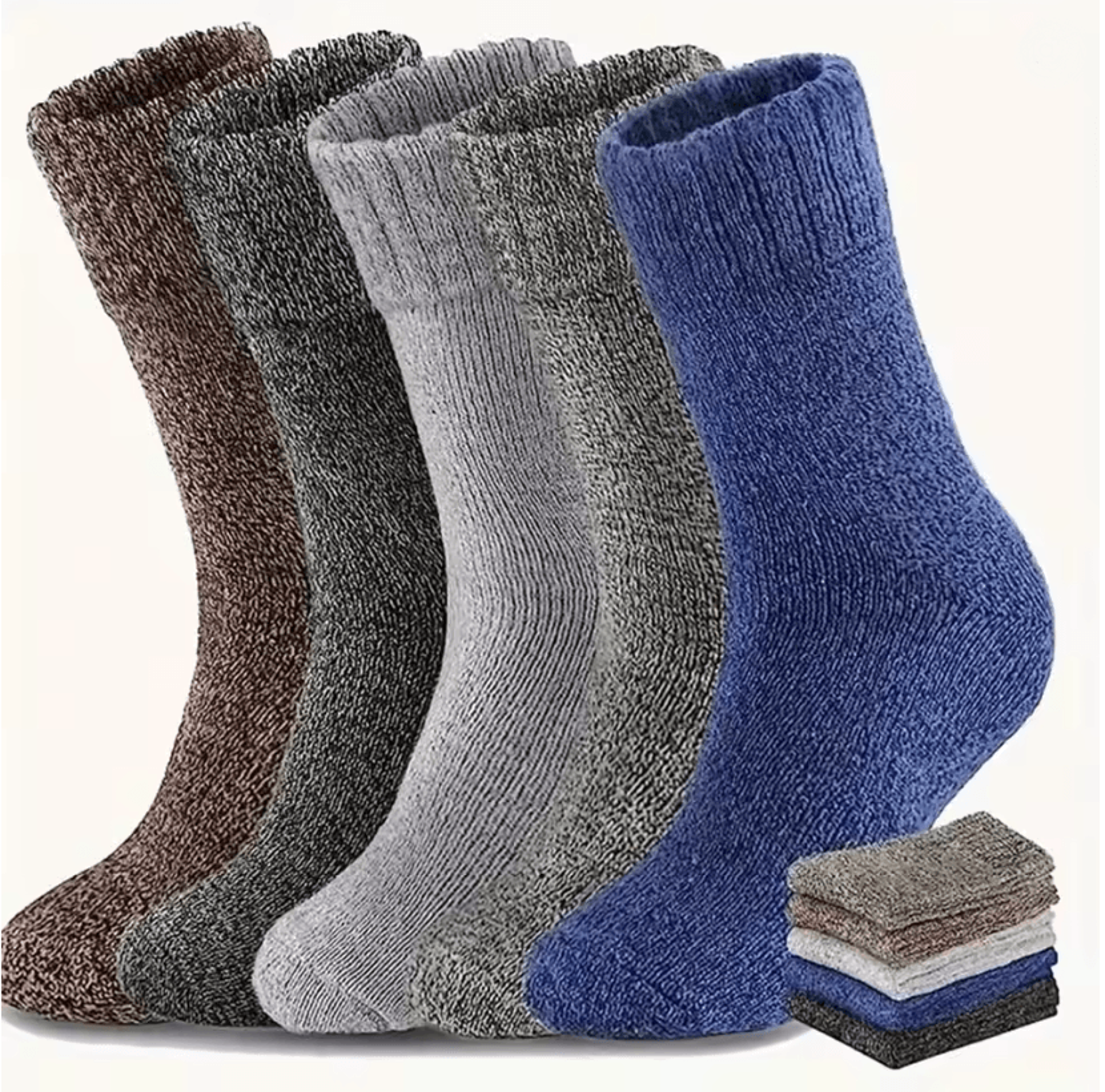 Warm Wool Blend Winter Socks 5 Pair Set For Men And Women Thermal Thick Cozy Fit 0