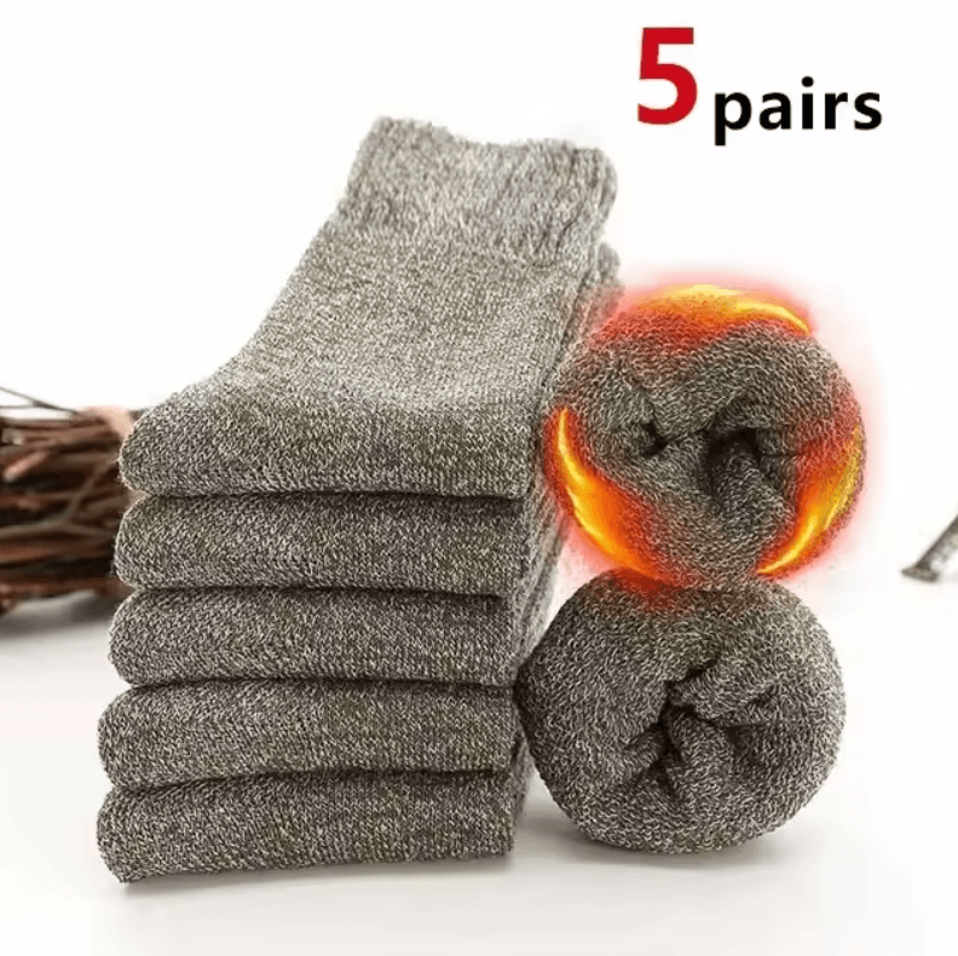 Warm Wool Blend Winter Socks 5 Pair Set For Men And Women Thermal Thick Cozy Fit 5