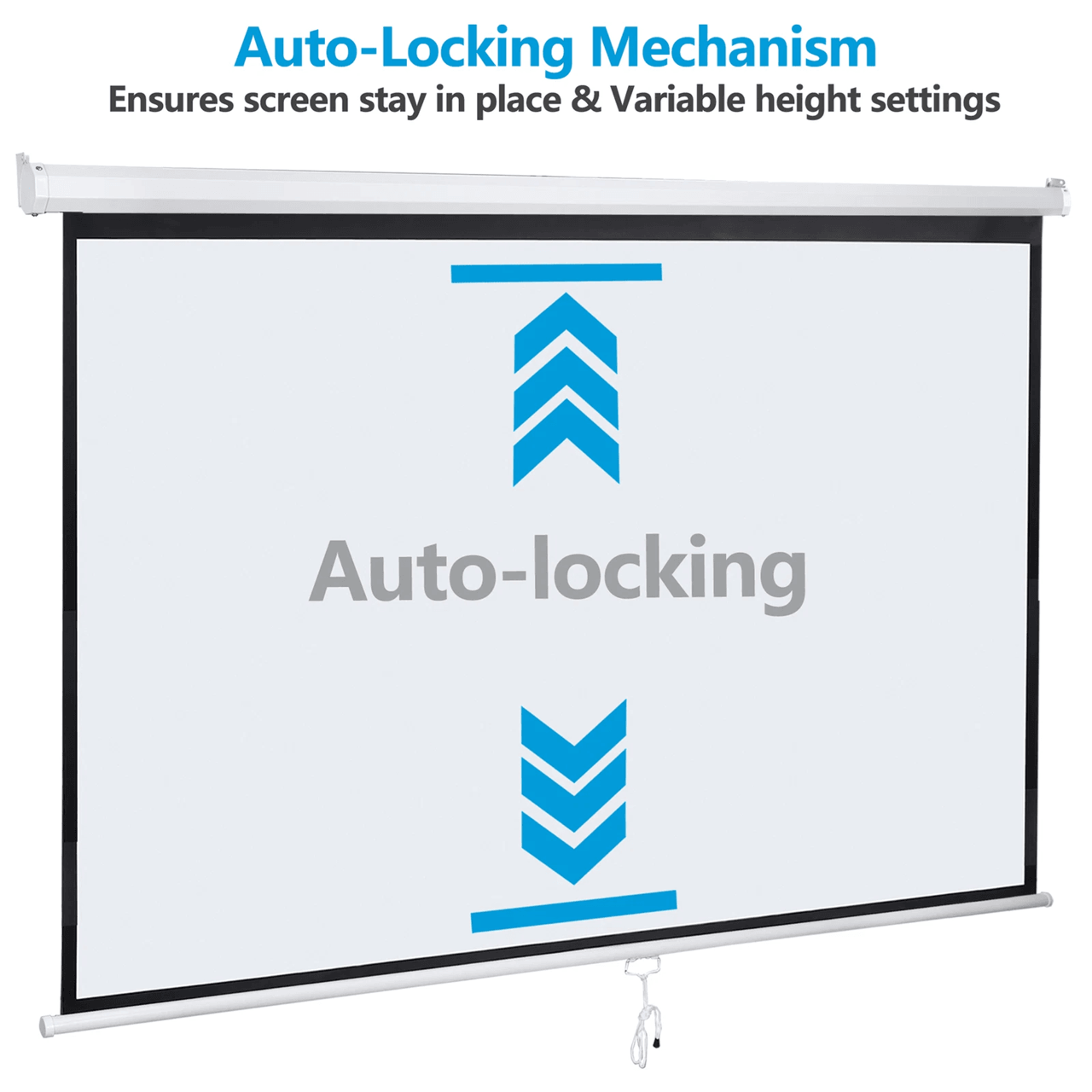 100 Inch Pull Down Projector Screen For Home Theater And HD Viewing 2