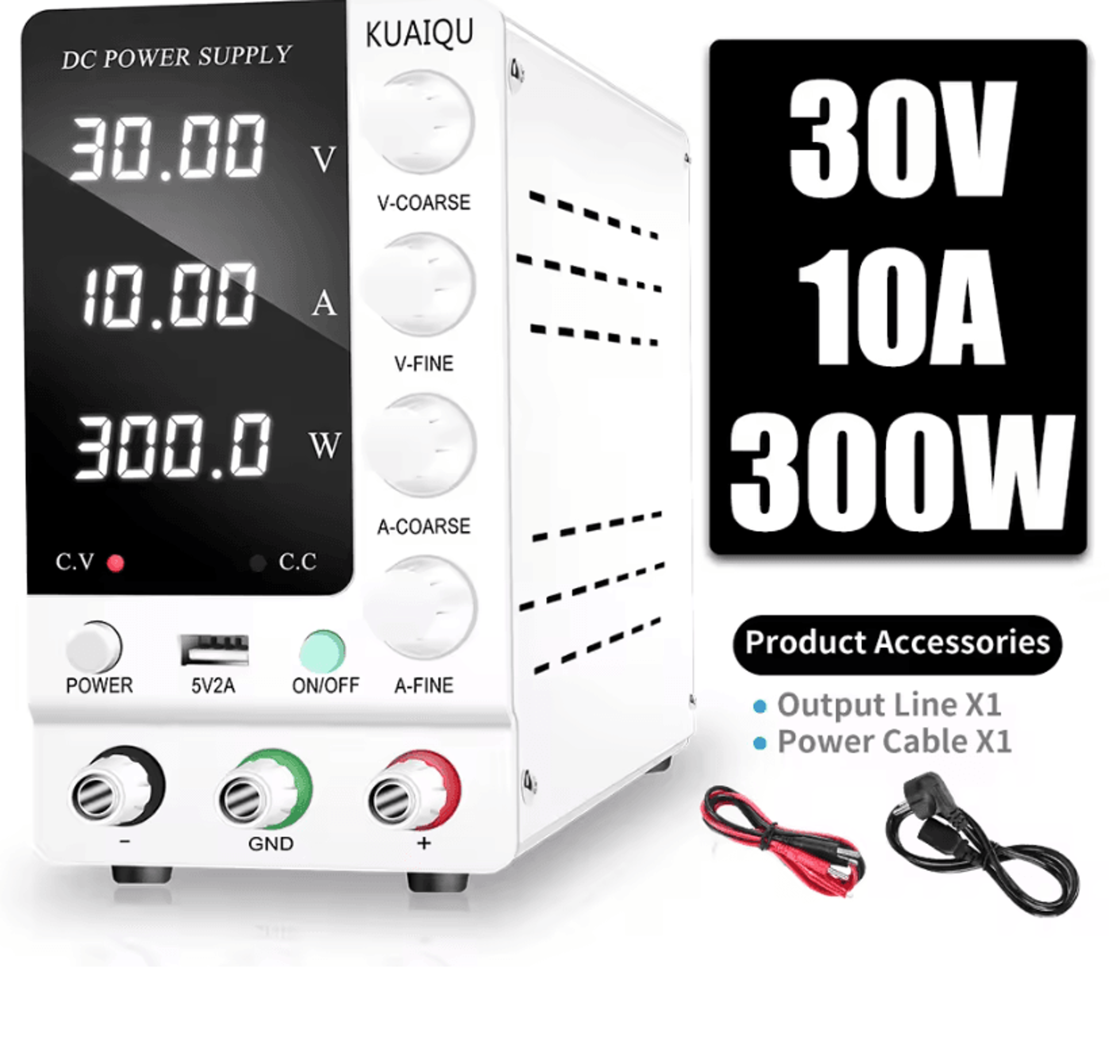 KUAIQU Adjustable DC Power Supply With USB Interface  30V 10A 60V 5A 120V 3A Lab Bench Supply 1