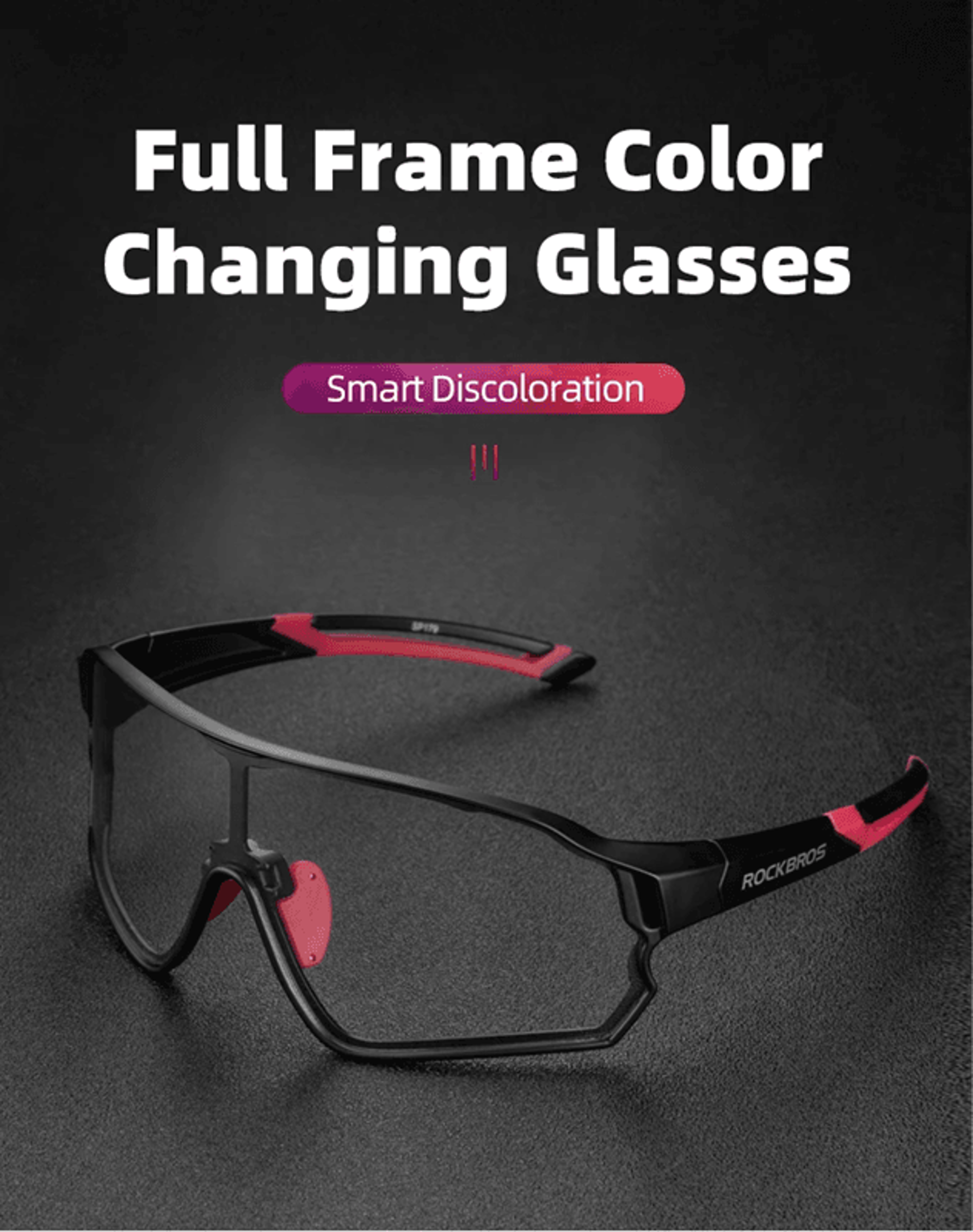 ROCKBROS Photochromic Cycling Glasses With UV400 Protection And UltraLight Frame 0