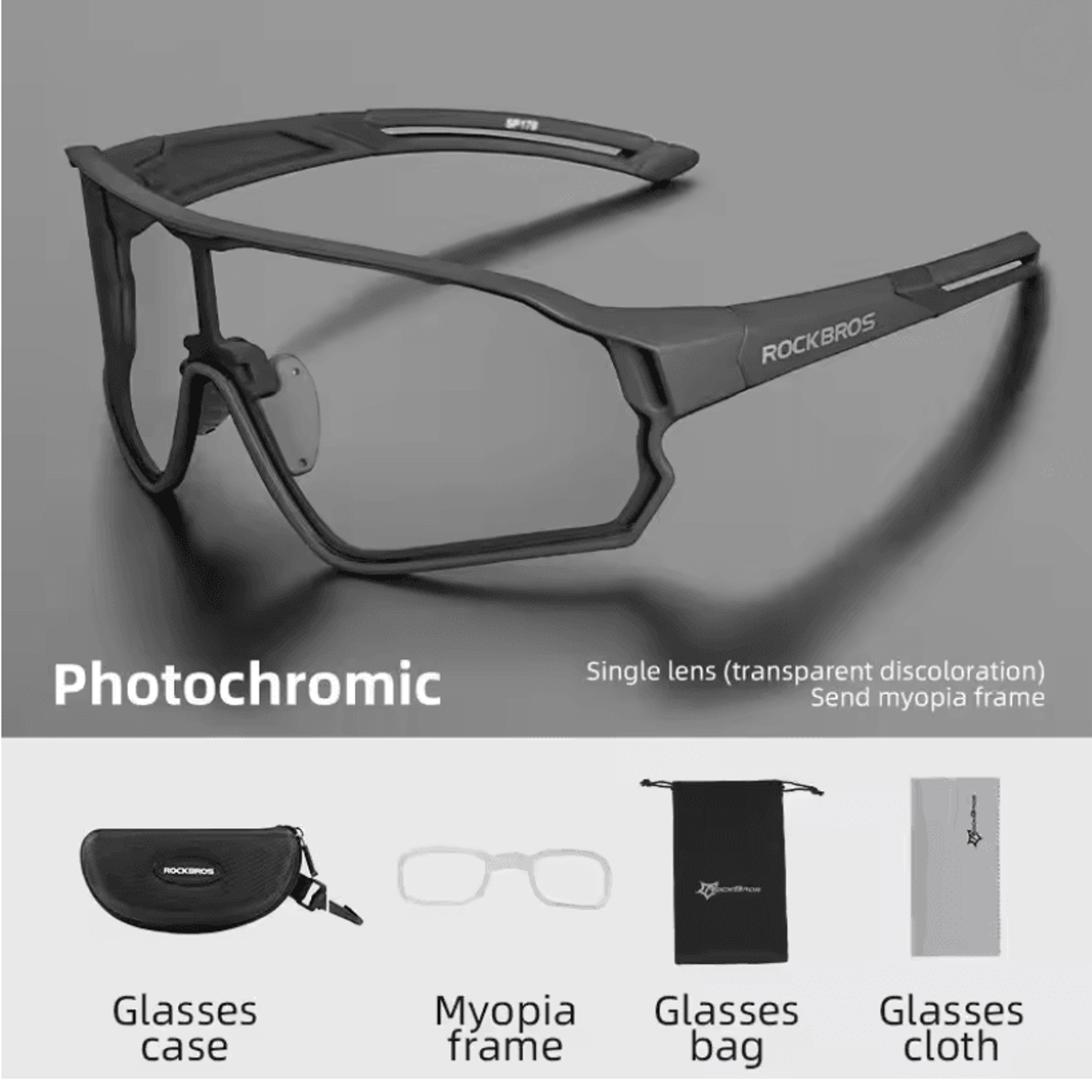 ROCKBROS Photochromic Cycling Glasses With UV400 Protection And UltraLight Frame 4