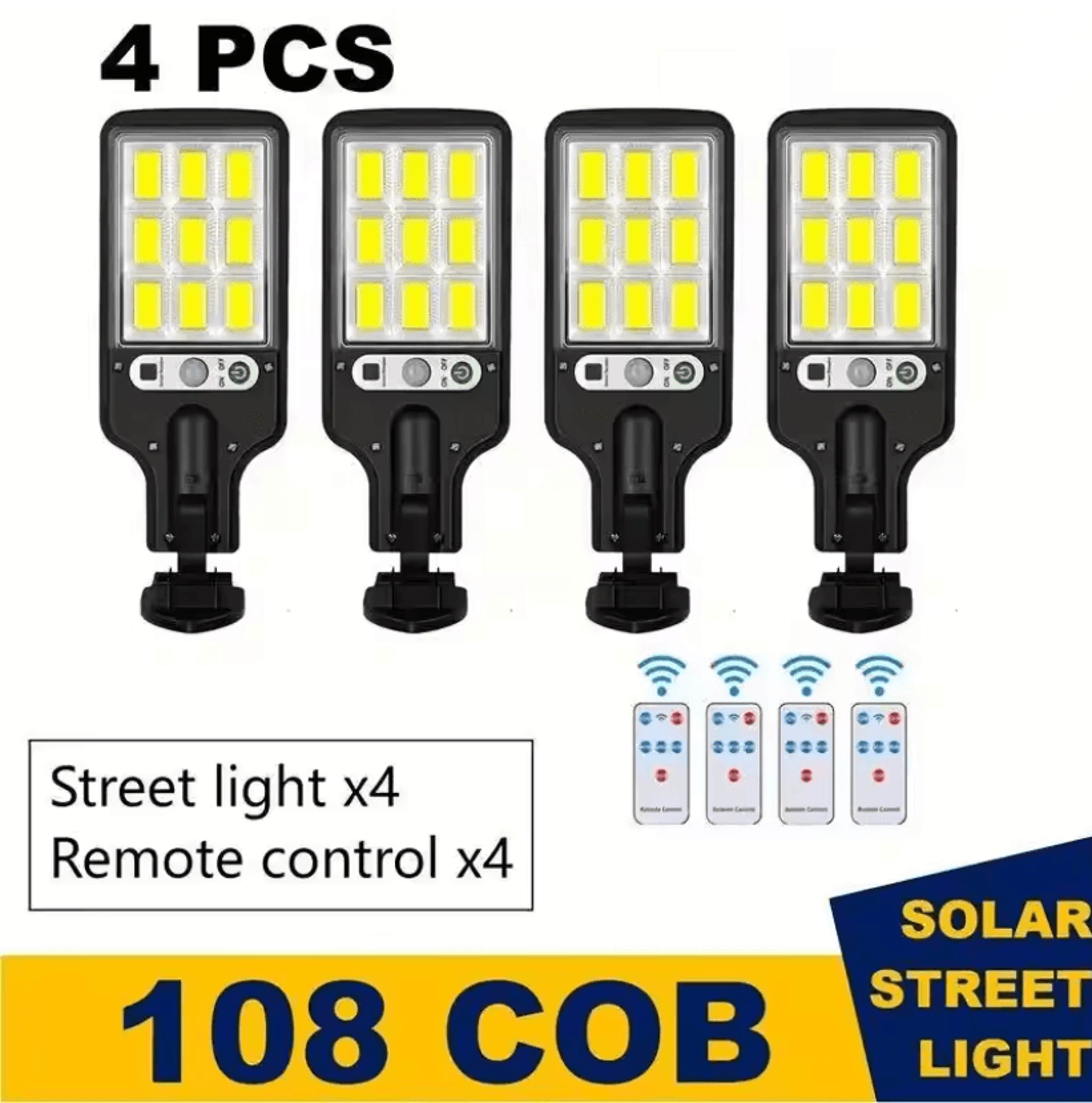 Outdoor Solar Street Lights With Motion Sensor And Remote Control 108 LED Wall Lights For Garden Dr 4