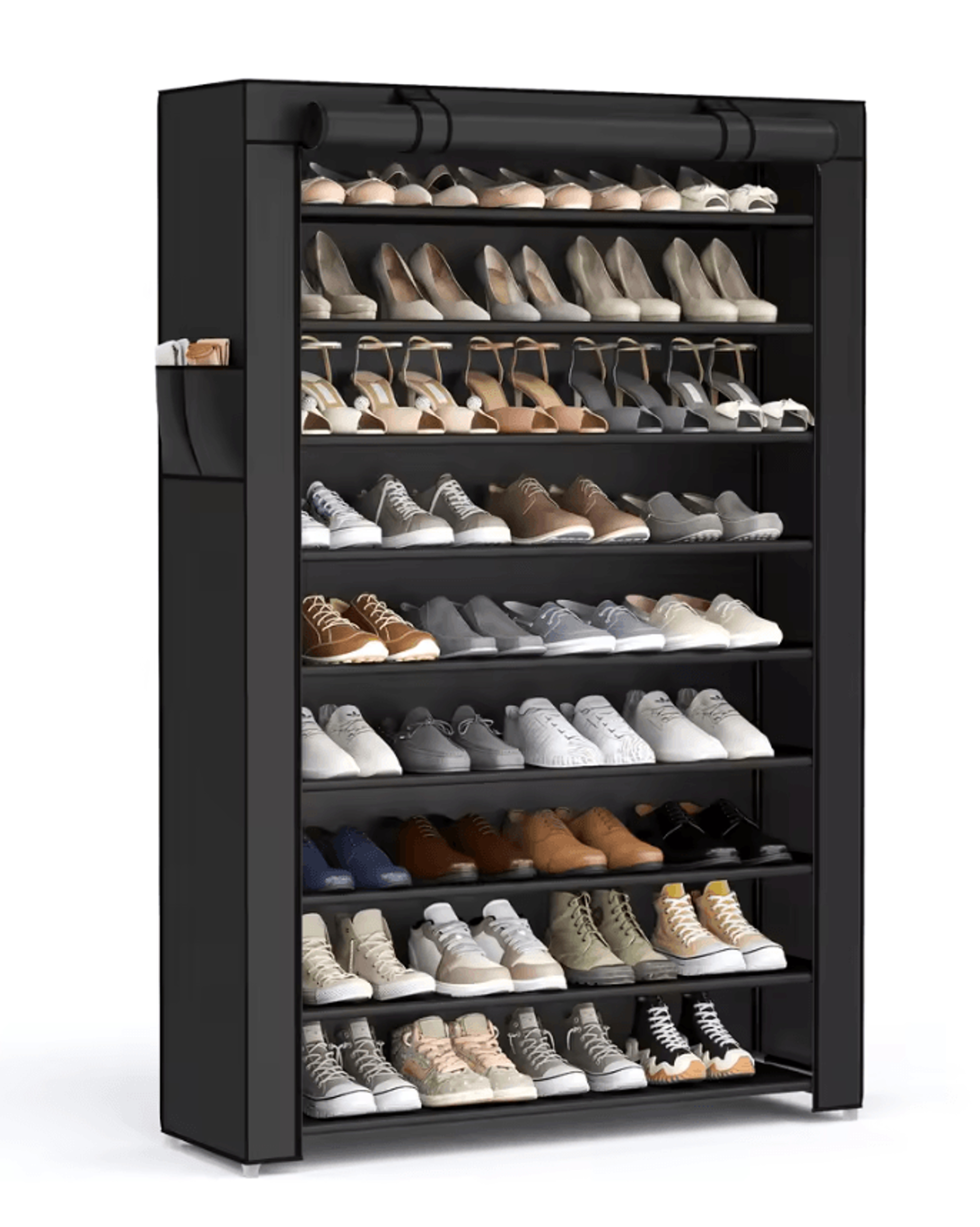 Songmics 9 Tier Shoe Rack With Dustproof Cover For Entryway Shoe Storage And Organization 5