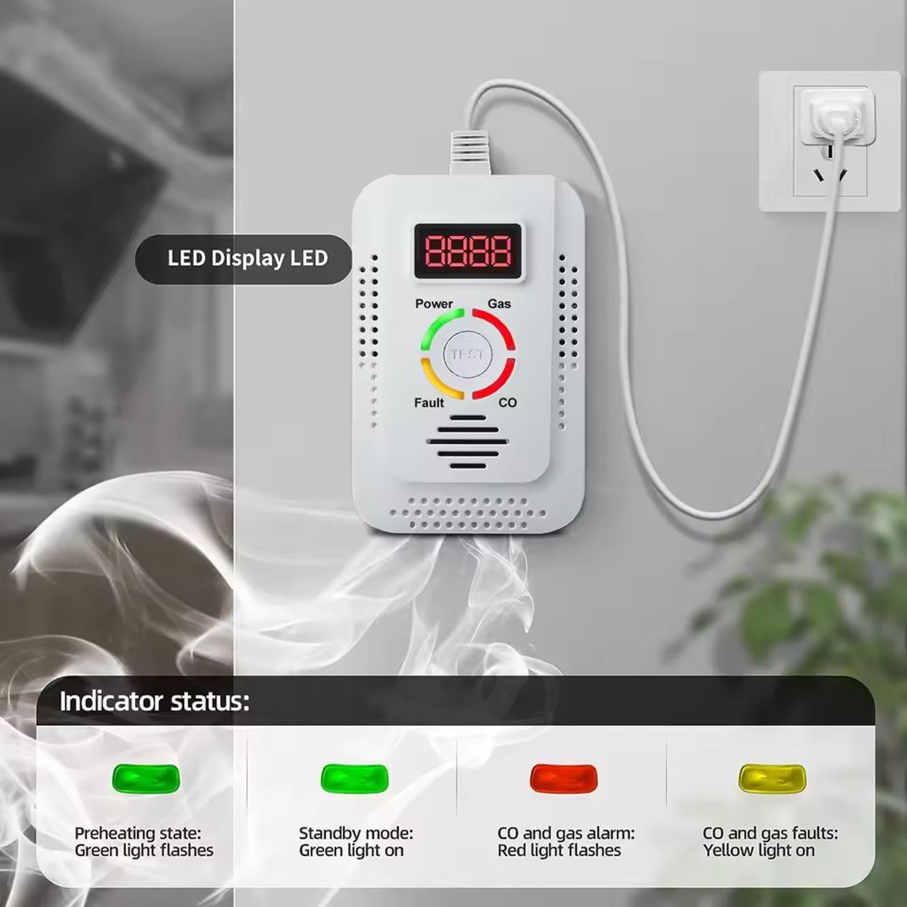2 In 1 Natural Gas And Carbon Monoxide Detector For Home Safety With Leak Detection Alarm 0