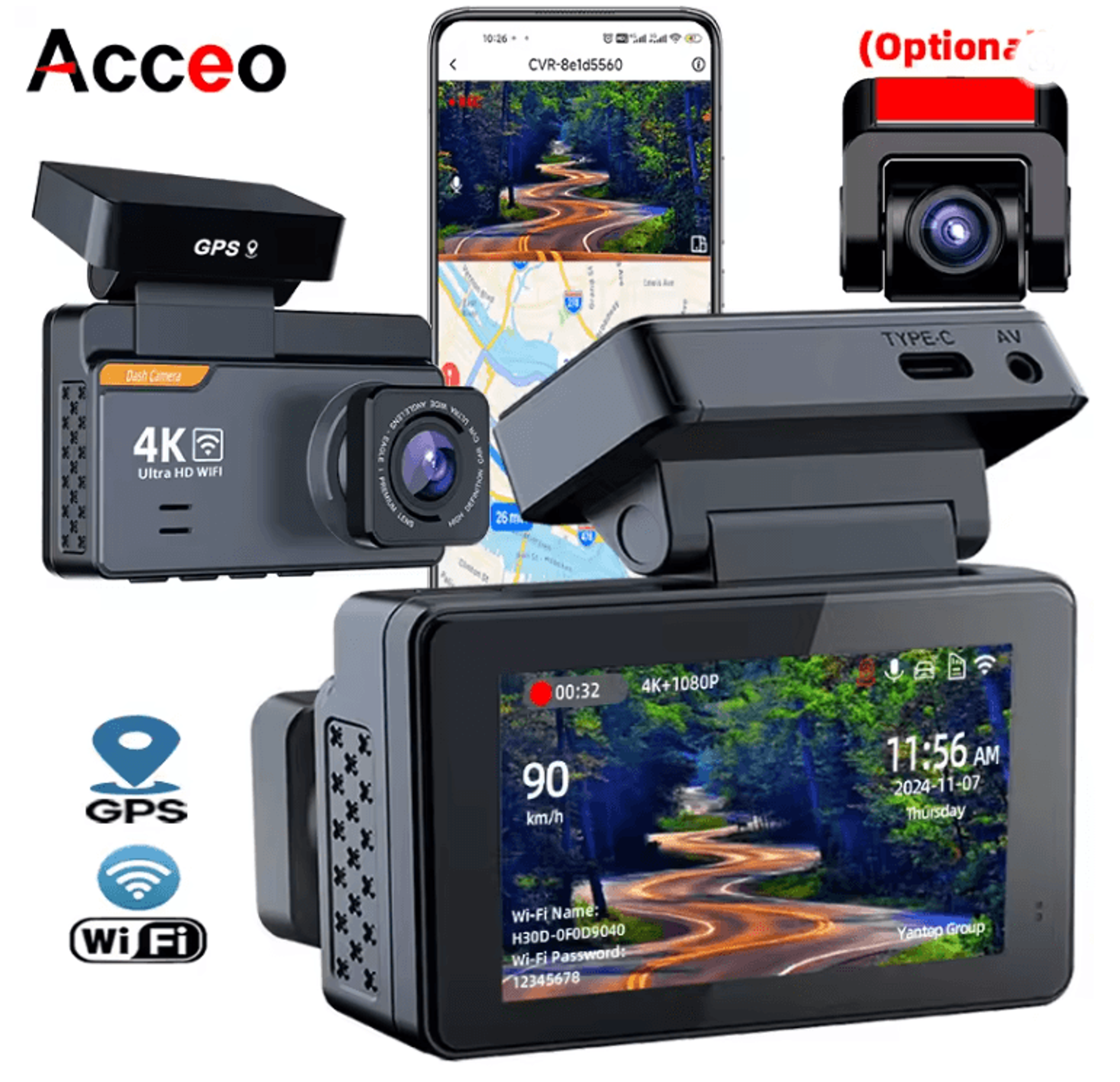 Xiaomi 4K Dual Lens Dash Cam With GPS WiFi  24H Parking Monitor 0