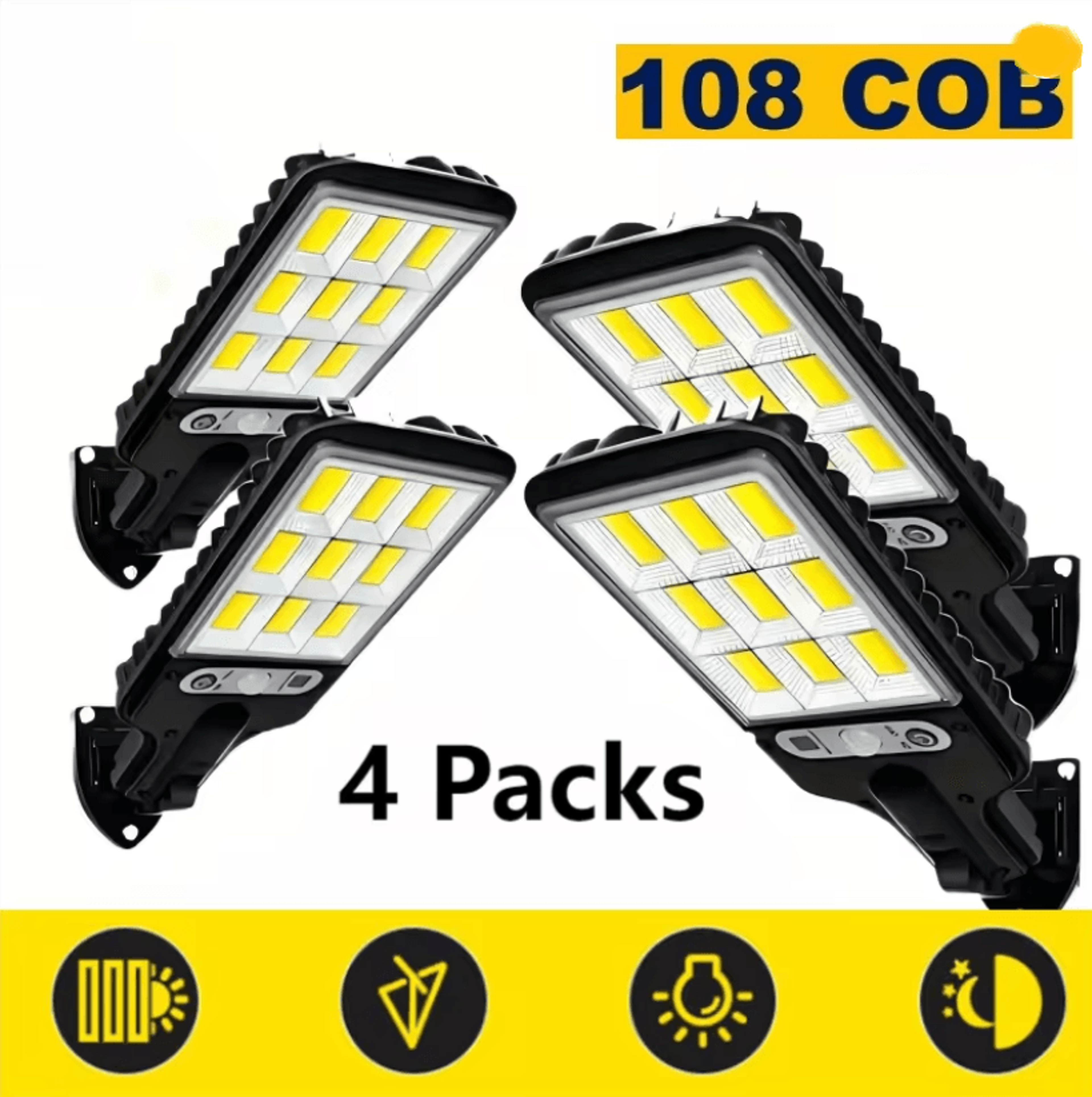 SolarSense 4 Pack Waterproof LED Outdoor Motion Sensor Light 4