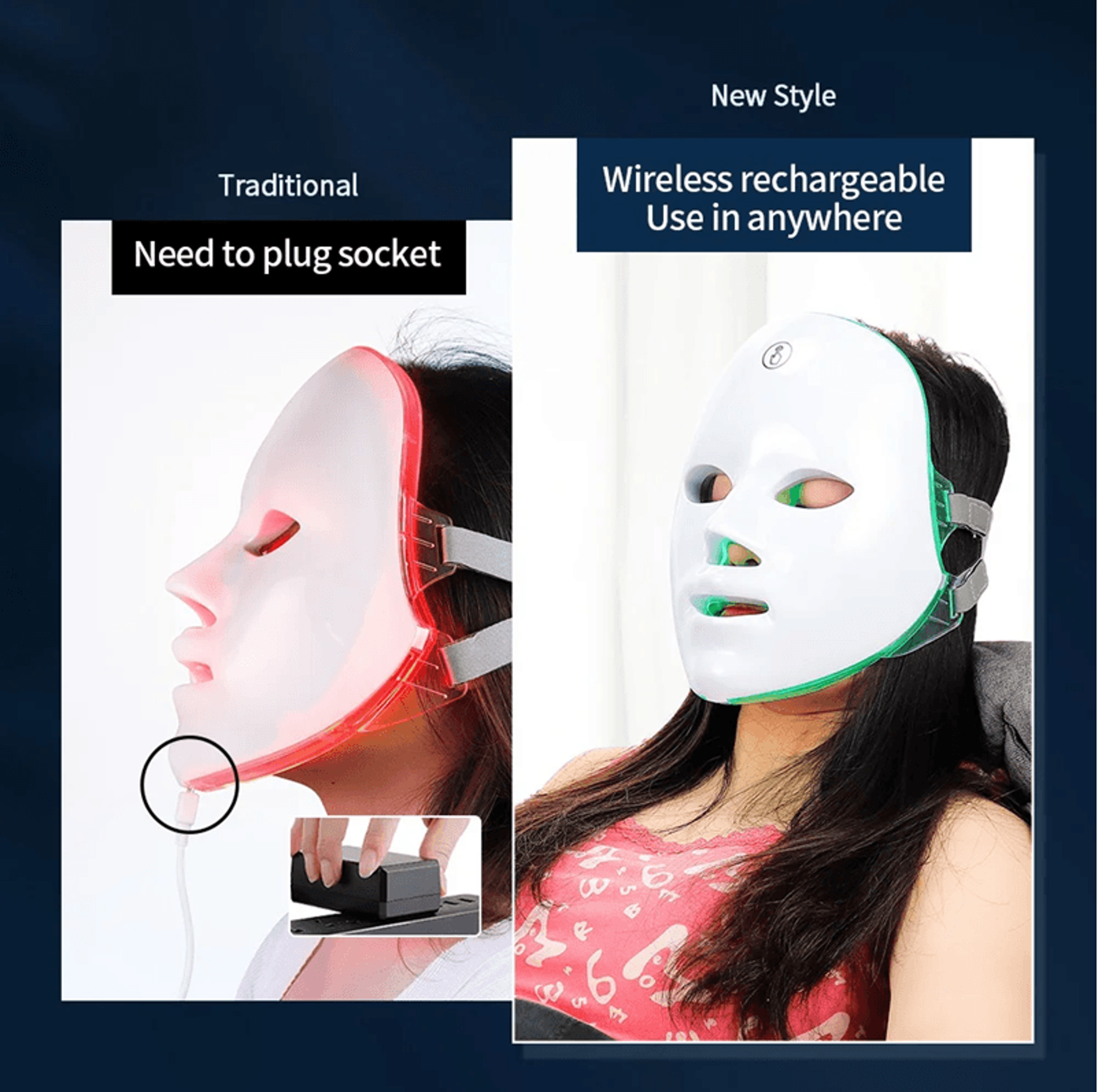 GlowRevive 7 Color LED Facial And Neck Mask Home Light Therapy Device 4