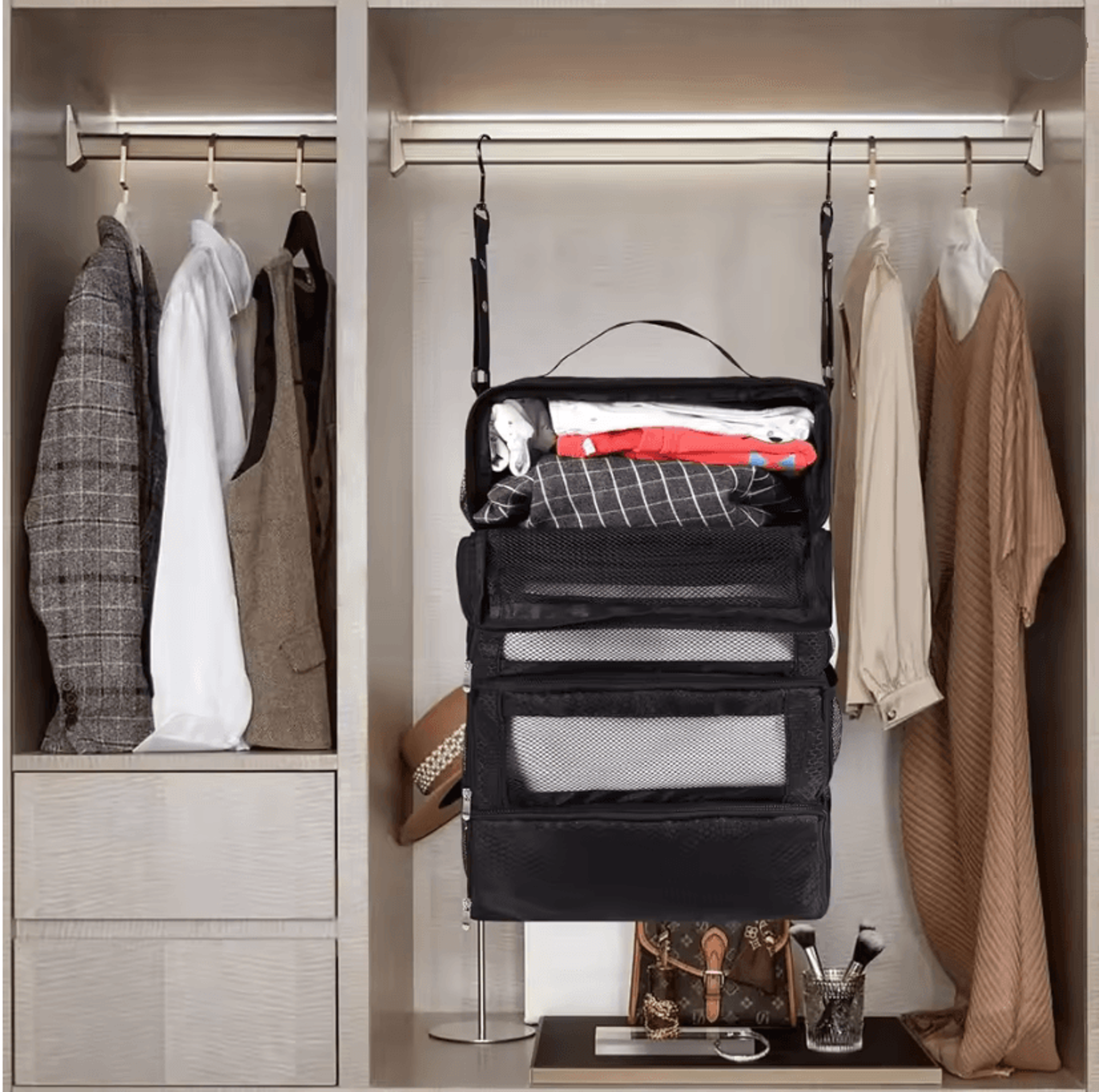 TravelEase Collapsible Hanging Suitcase Organizer High Capacity Packing Cube Closet 0
