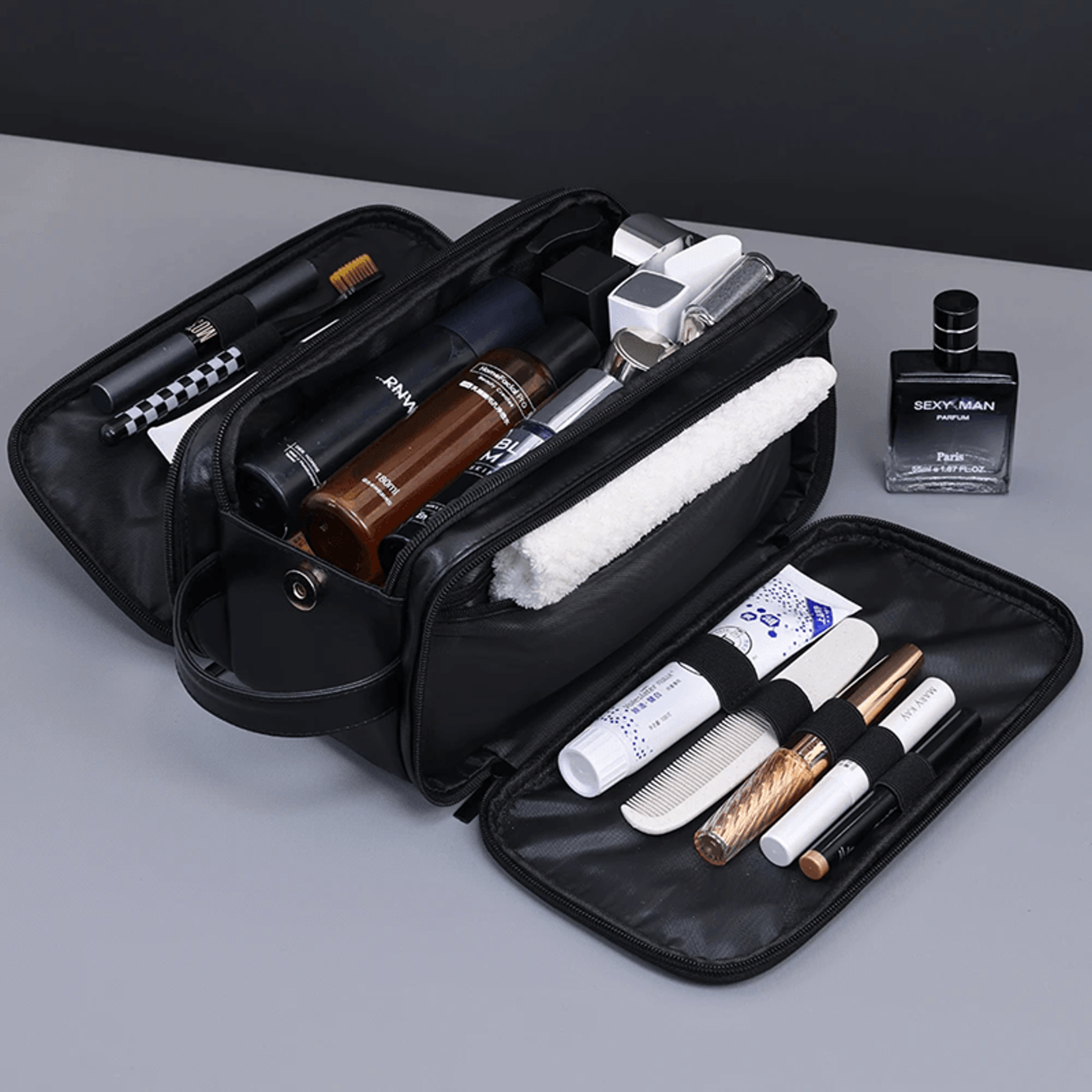 Waterproof PU Travel Hanging Toiletry Bag Multi Pocket Organizer For Women And Men 3