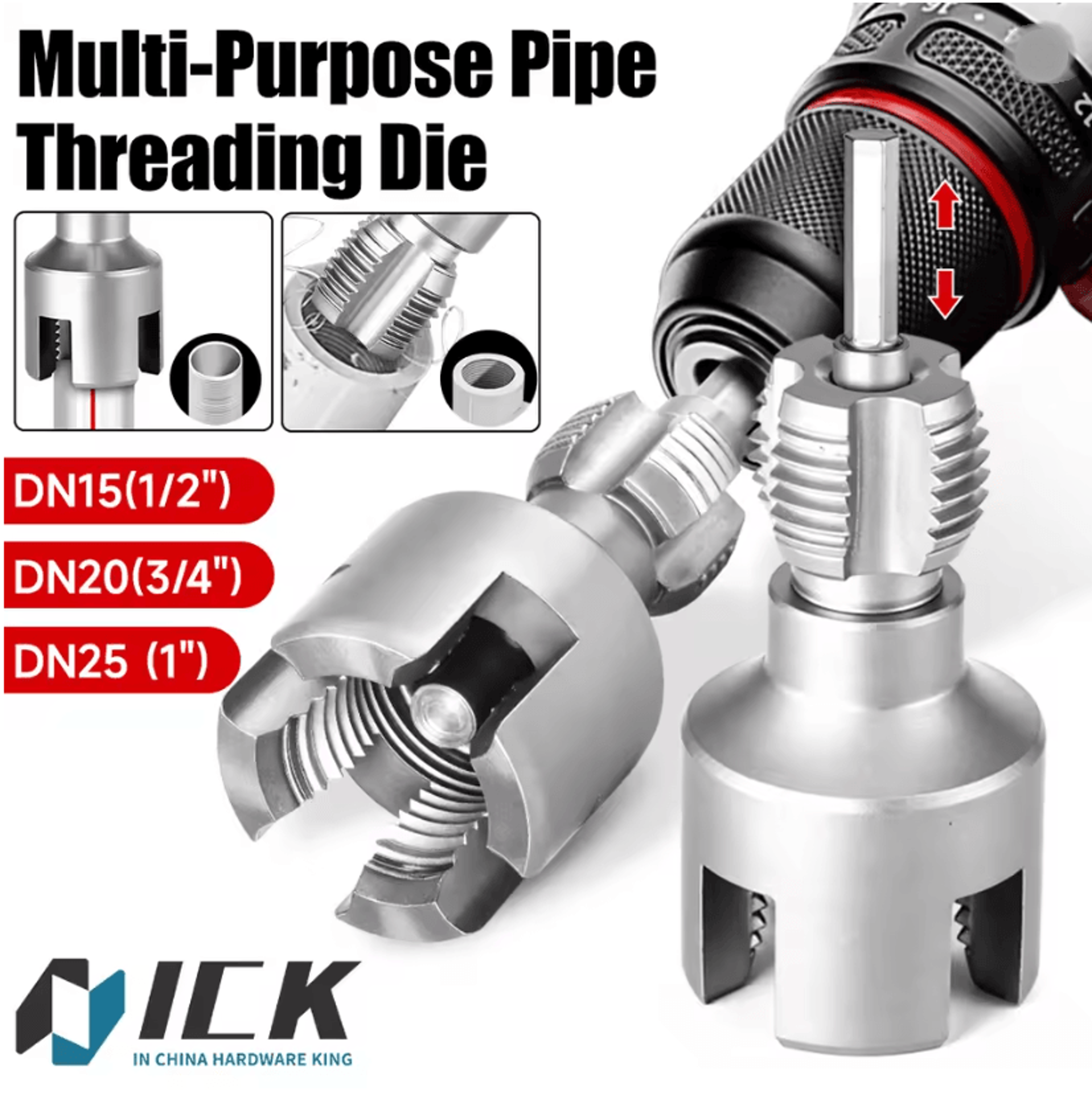 Hex Shank Pipe Threading Tool Set For PVC PPR And Water Pipes 0