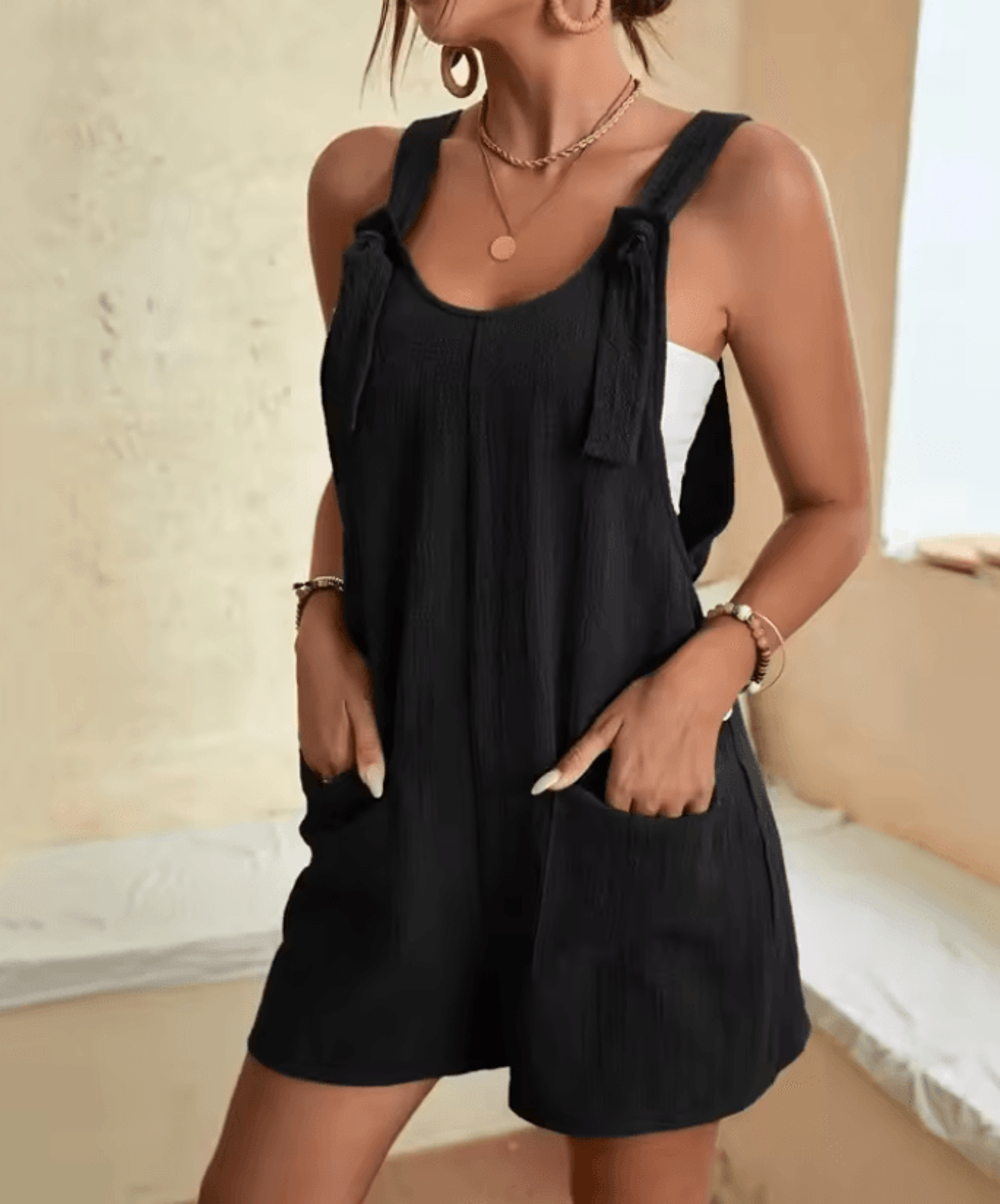 Womens Sleeveless Casual Summer Jumpsuit With Pockets For Street And Office Wear 0
