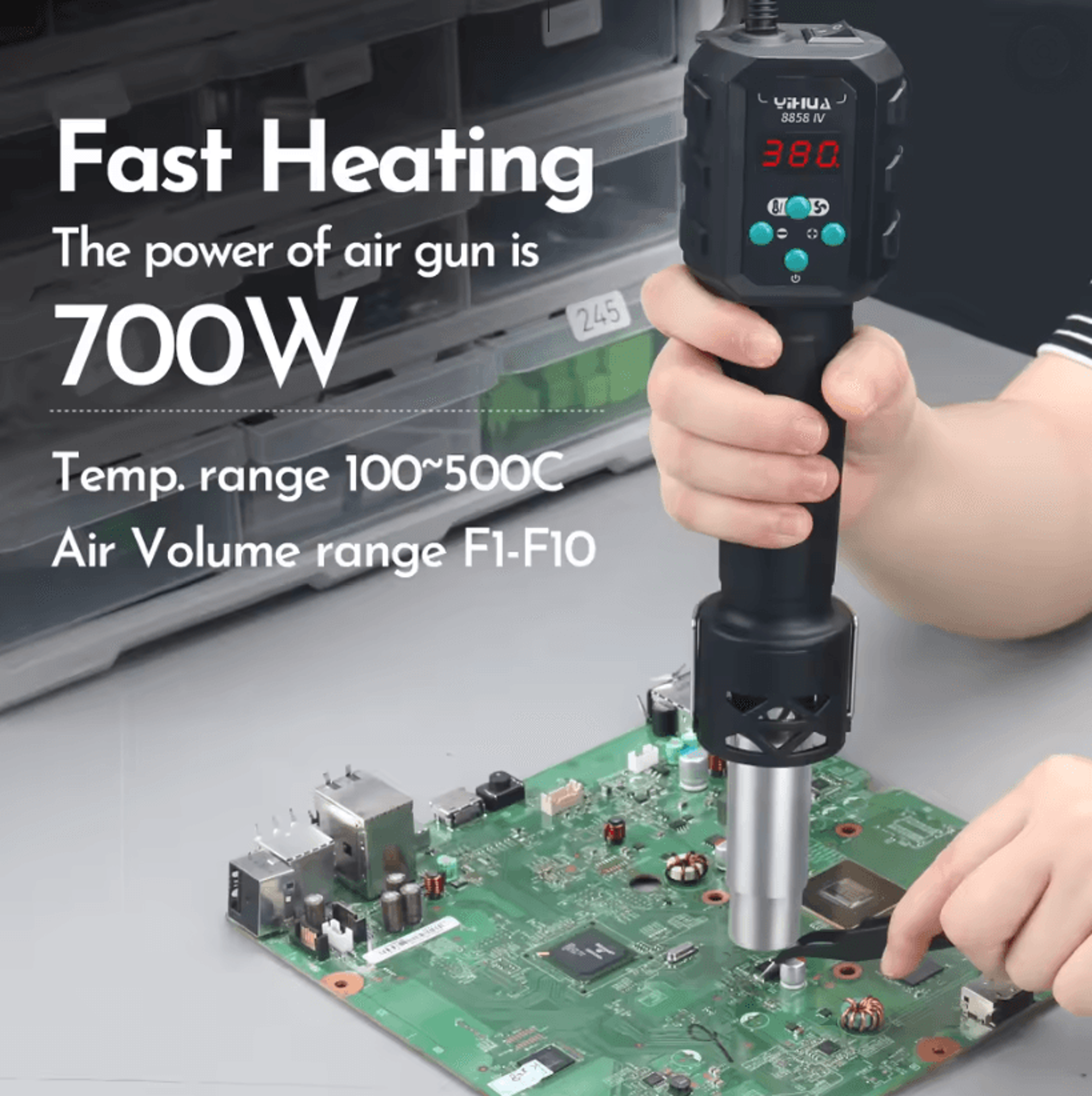 YIHUA 8858IV Portable LCD Heat Gun Precision Rework Station 1