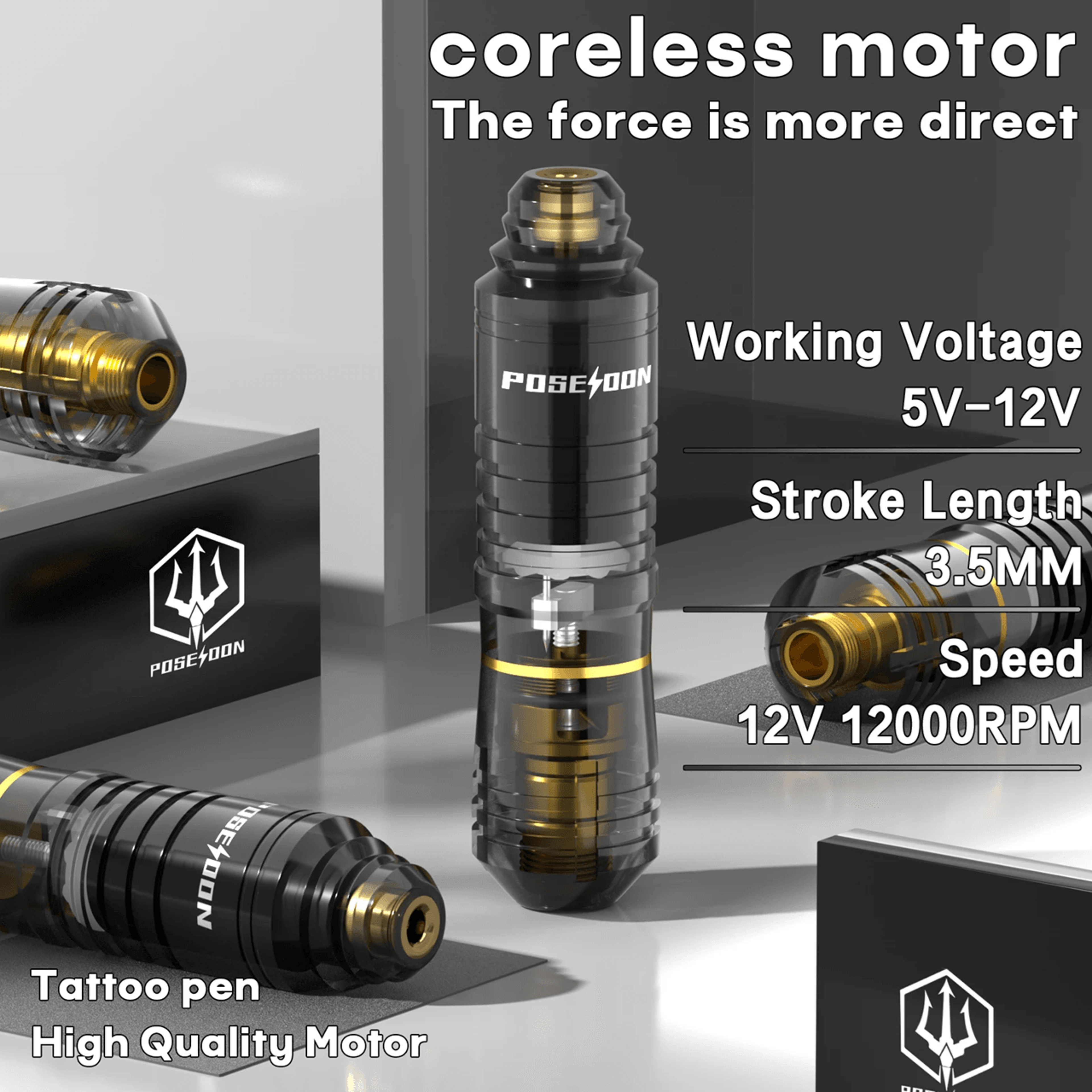 Poseidon Wireless Tattoo Pen Kit Complete Beginner Tattoo Machine Set 0