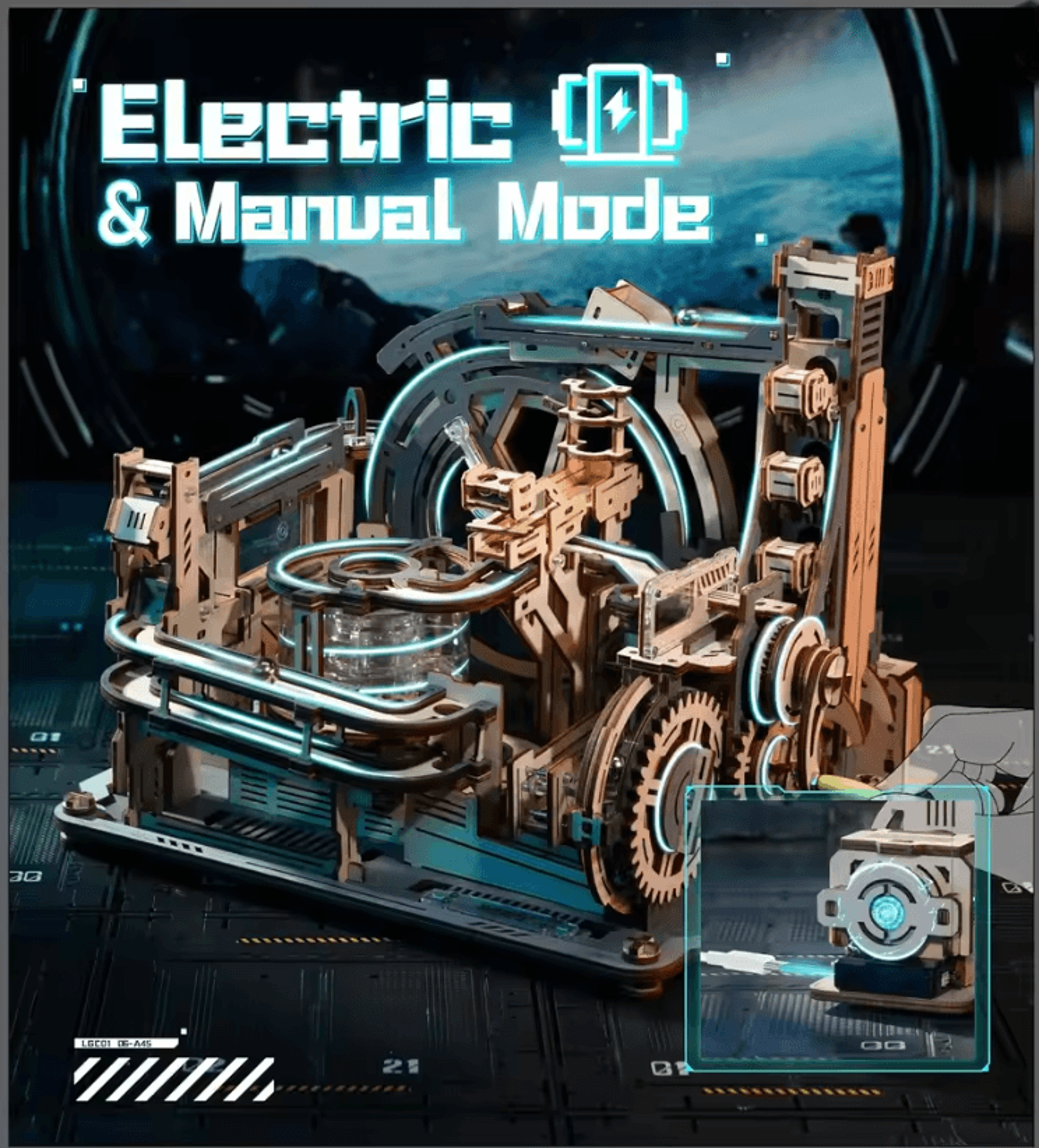 ROKR Marble Spaceport Electric Wooden Marble Run 3D Puzzle Kit 1