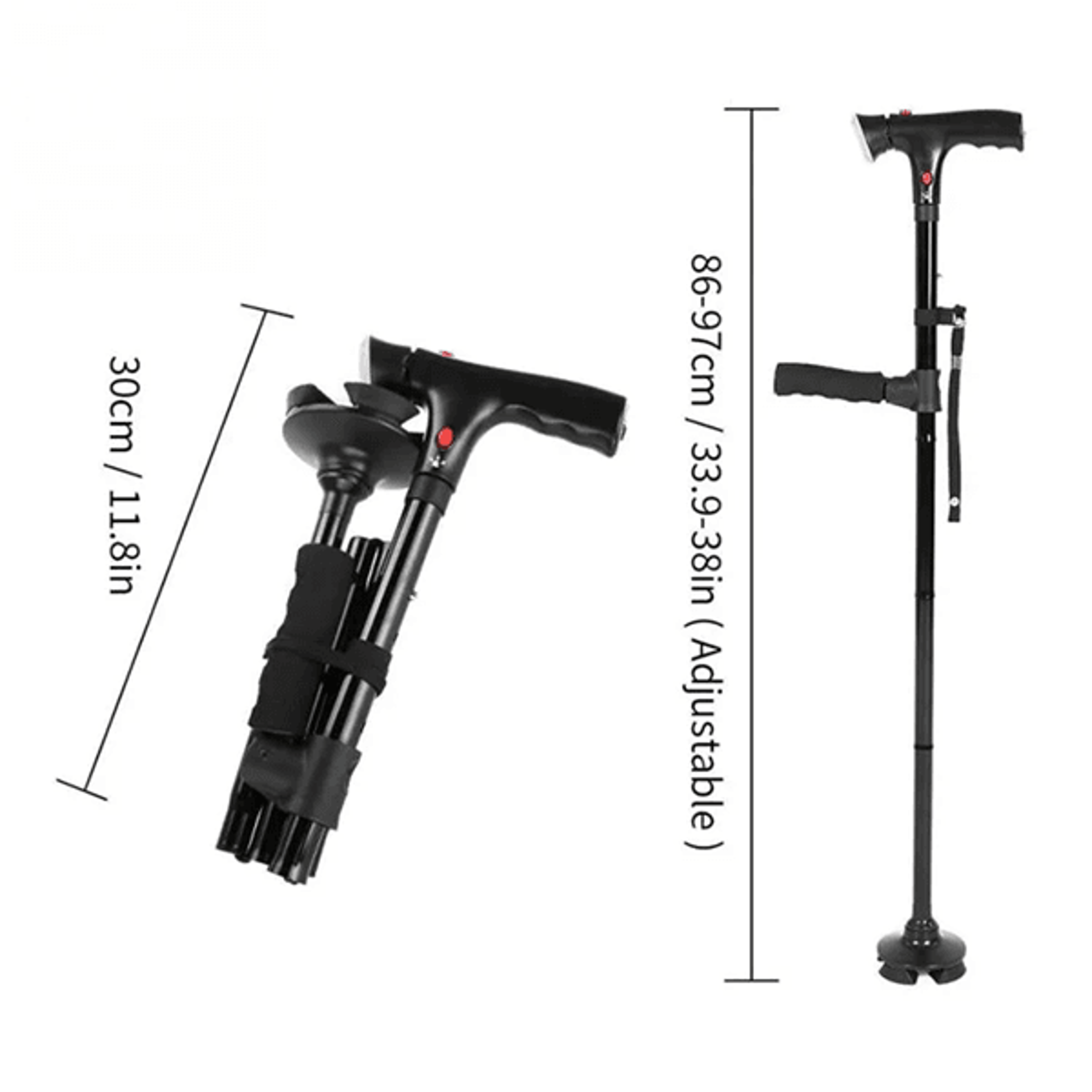 Adjustable Collapsible Walking Cane With LED Light And Alarm 1