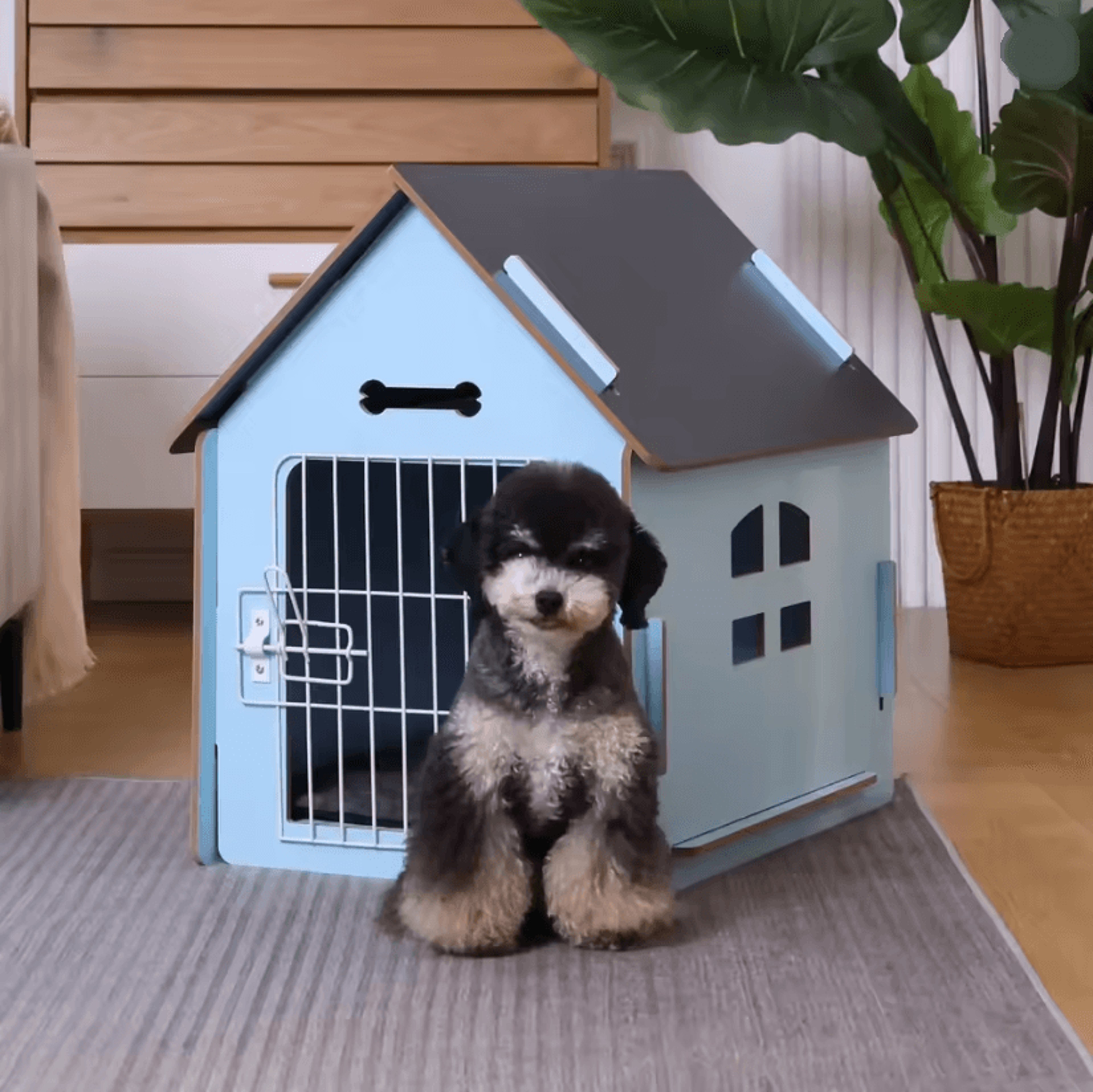 CozyWood Indoor Dog House Wooden Pet Bed For Small Dogs And Cats 0