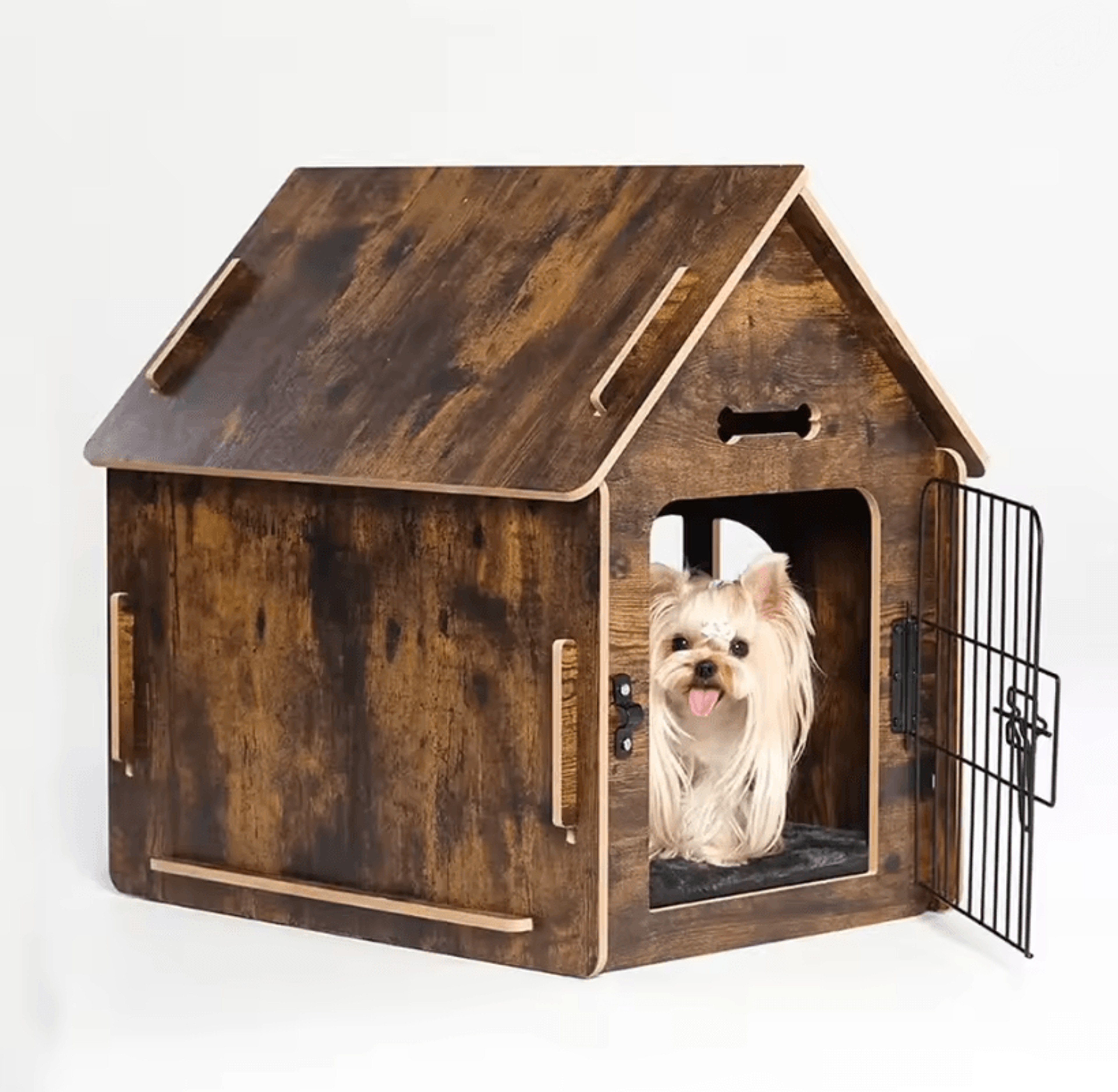 CozyWood Indoor Dog House Wooden Pet Bed For Small Dogs And Cats 2