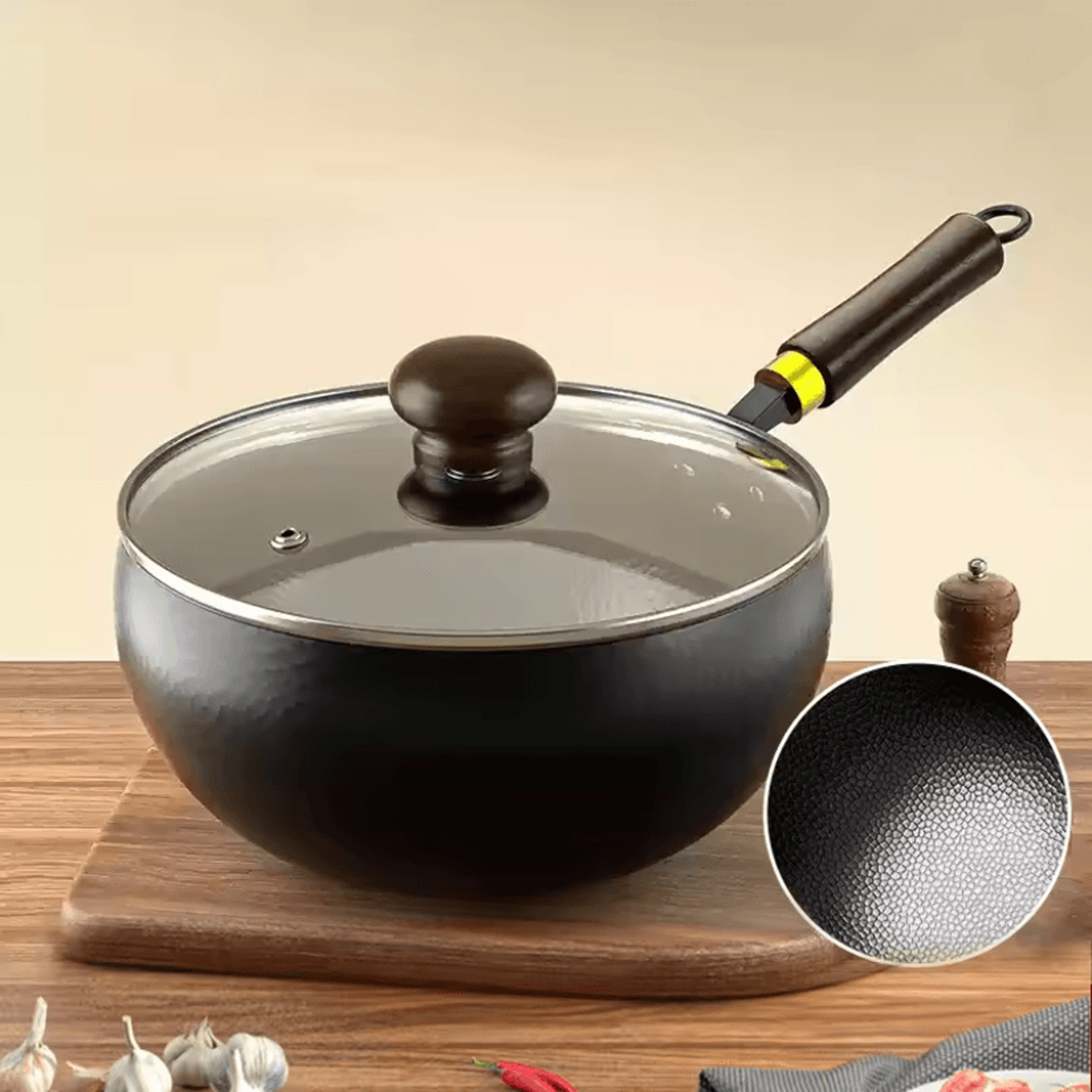 Big Belly Cast Iron Deep Pan With Lid Uncoated Iron Pan 5